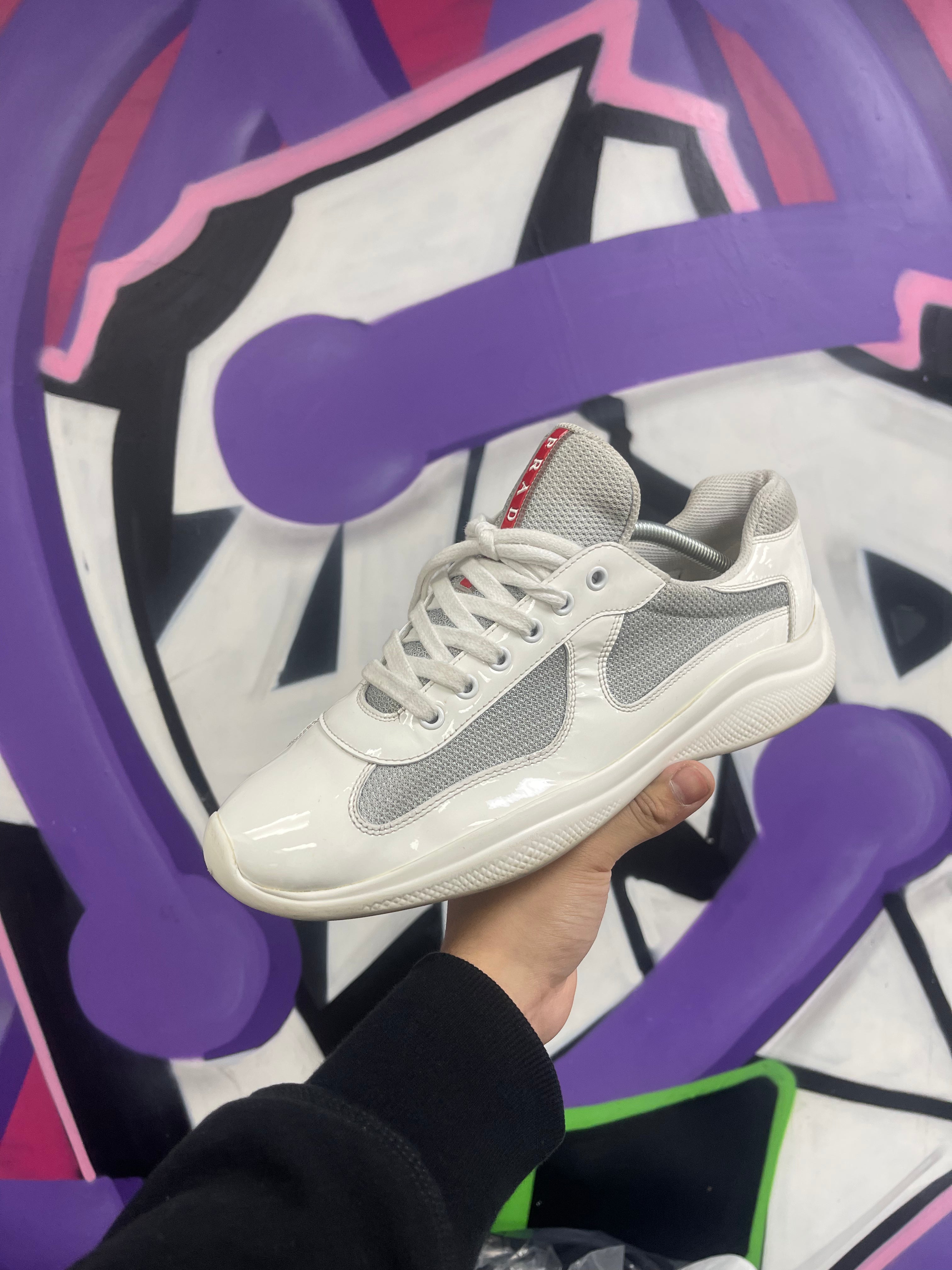 Prada White Grey Cup Sneakers