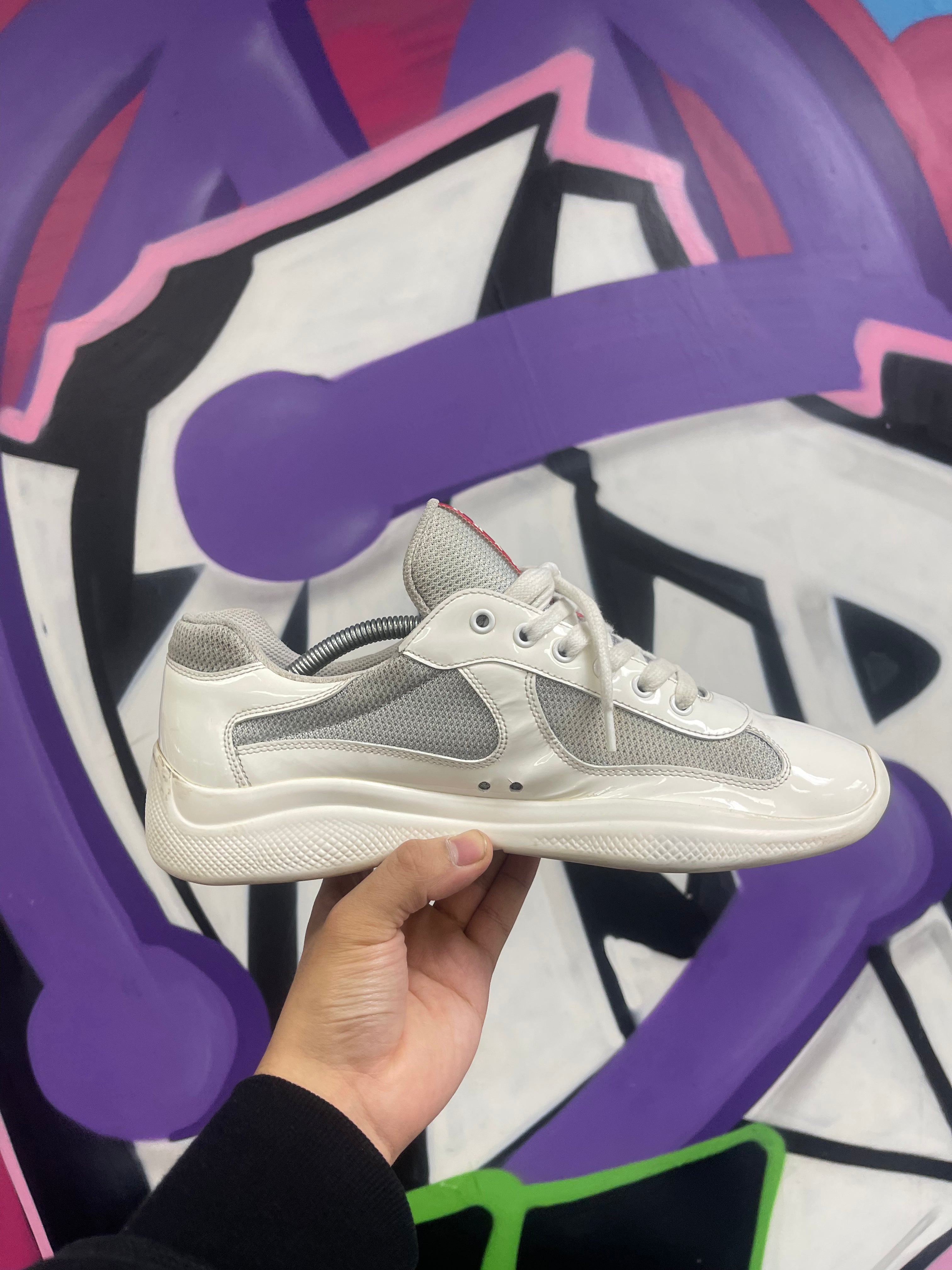 Prada White Grey Cup Sneakers