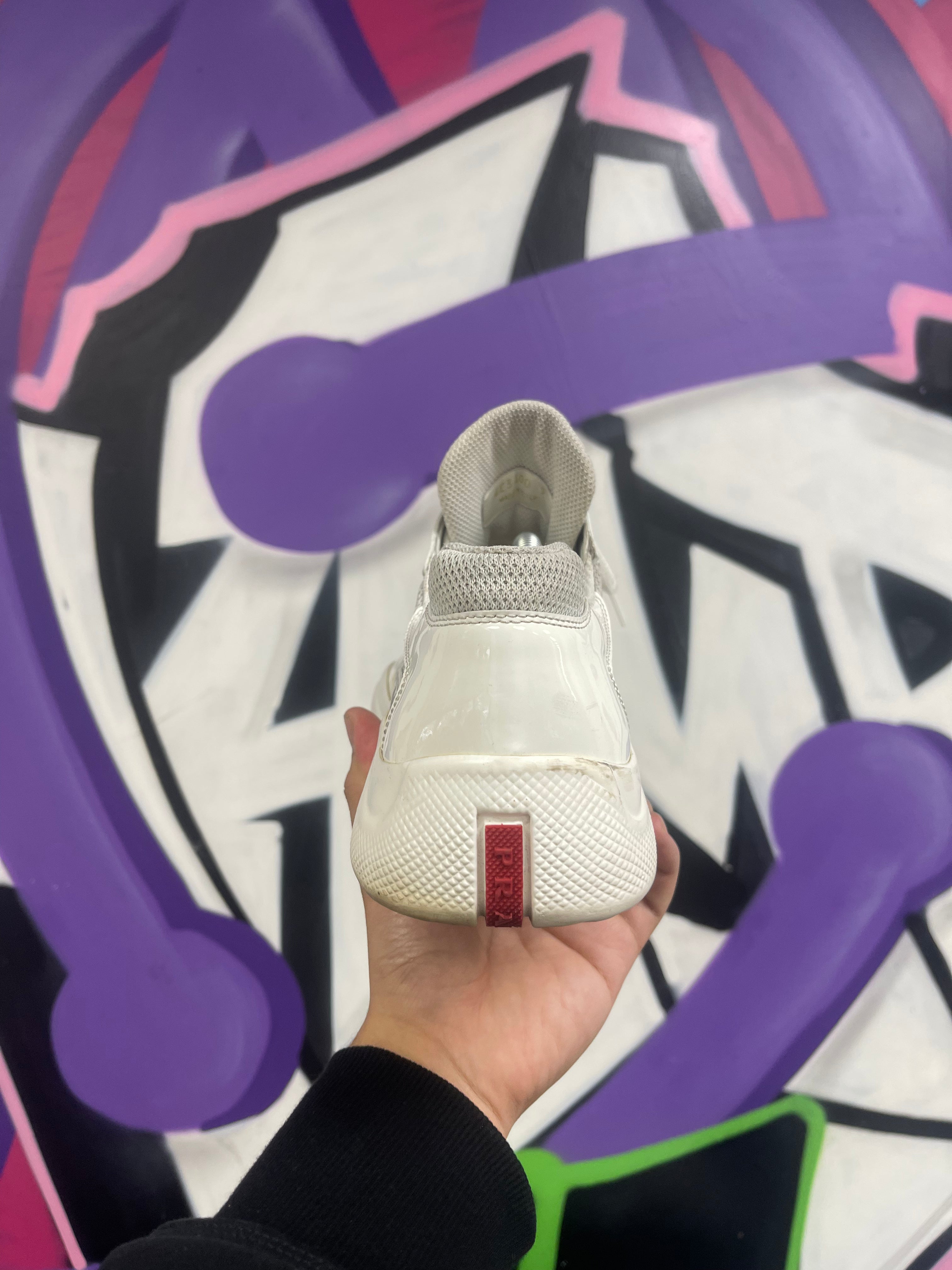 Prada White Grey Cup Sneakers