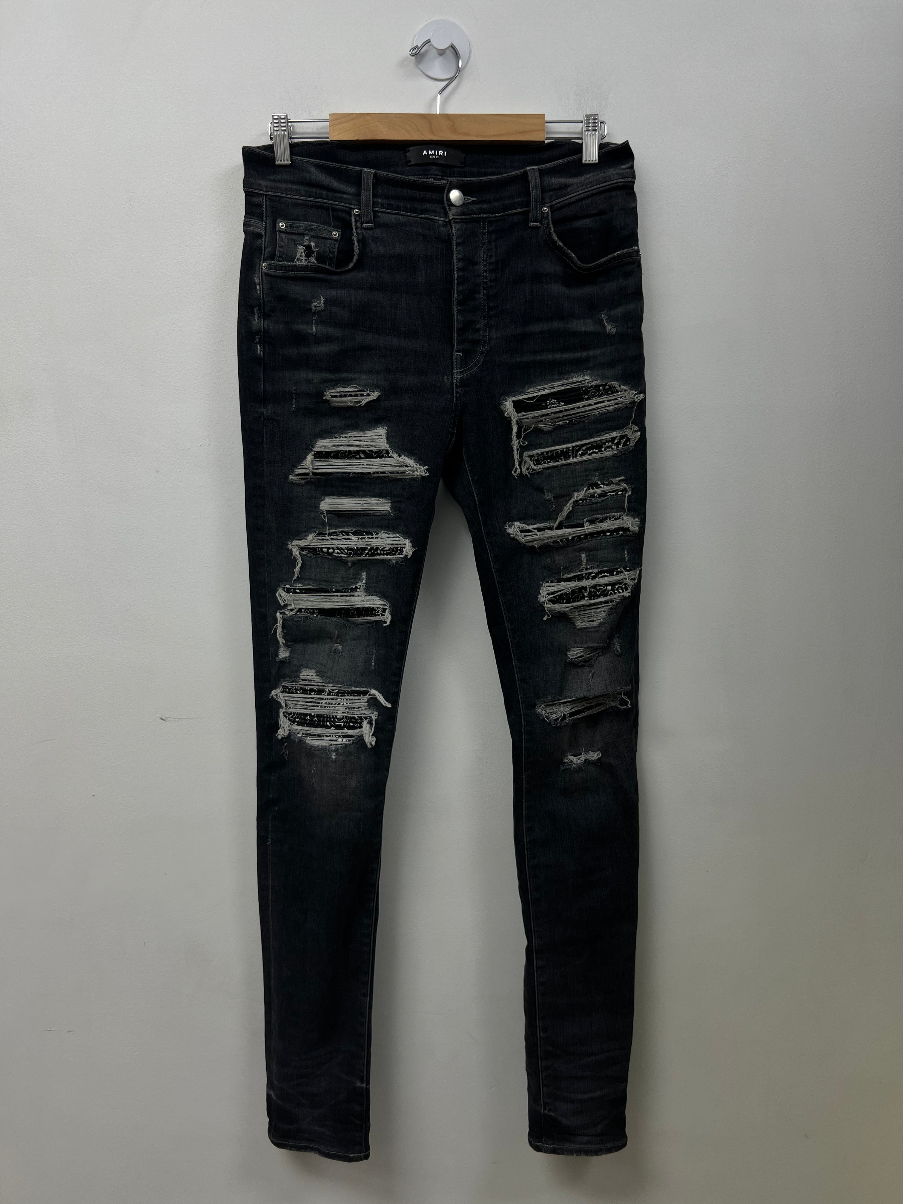 Amiri Grey Bandana Thrasher Patch Jeans