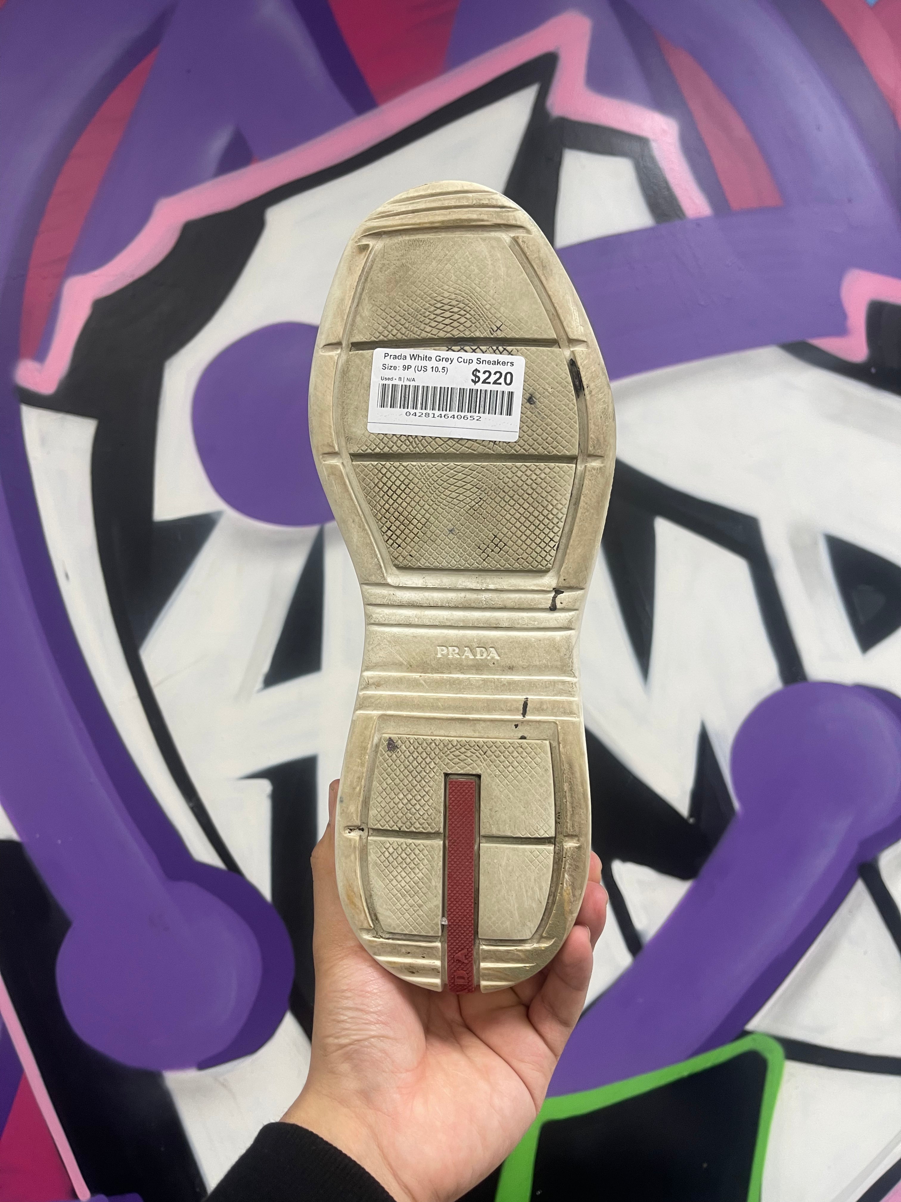 Prada White Grey Cup Sneakers