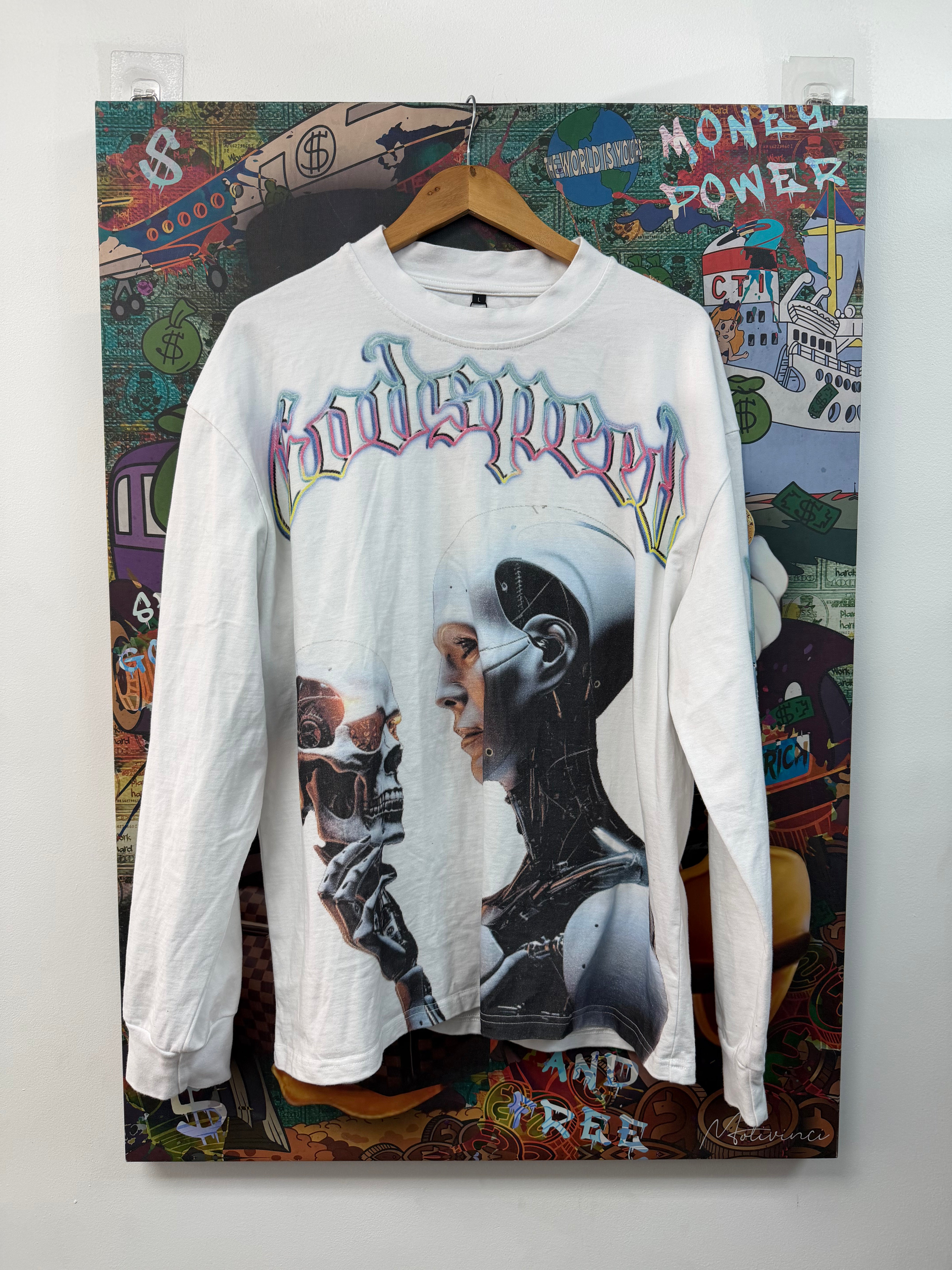 Godspeed White Multi Mankind VS AI Tee