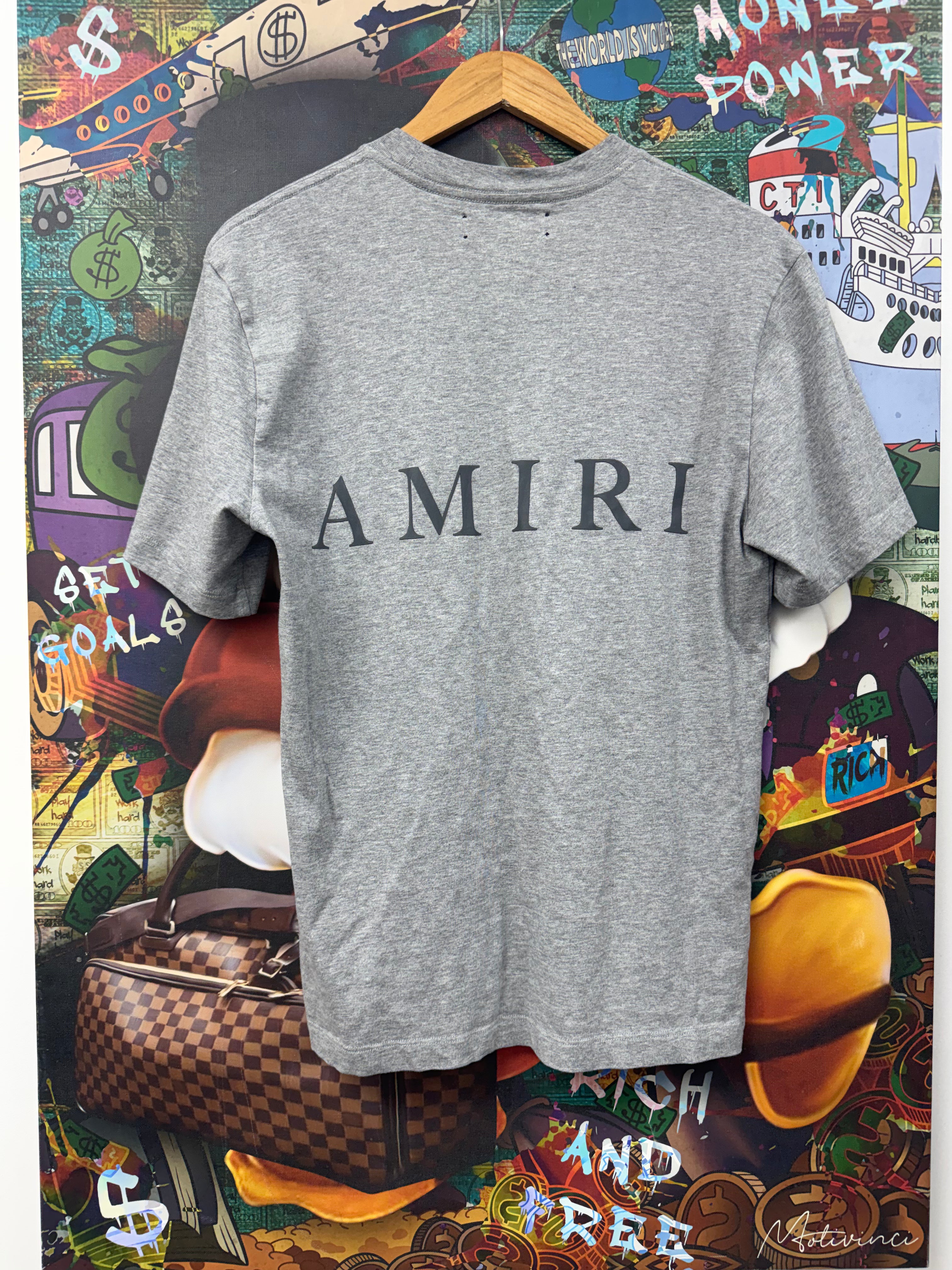 Amiri Grey Tonal MA Logo Tee