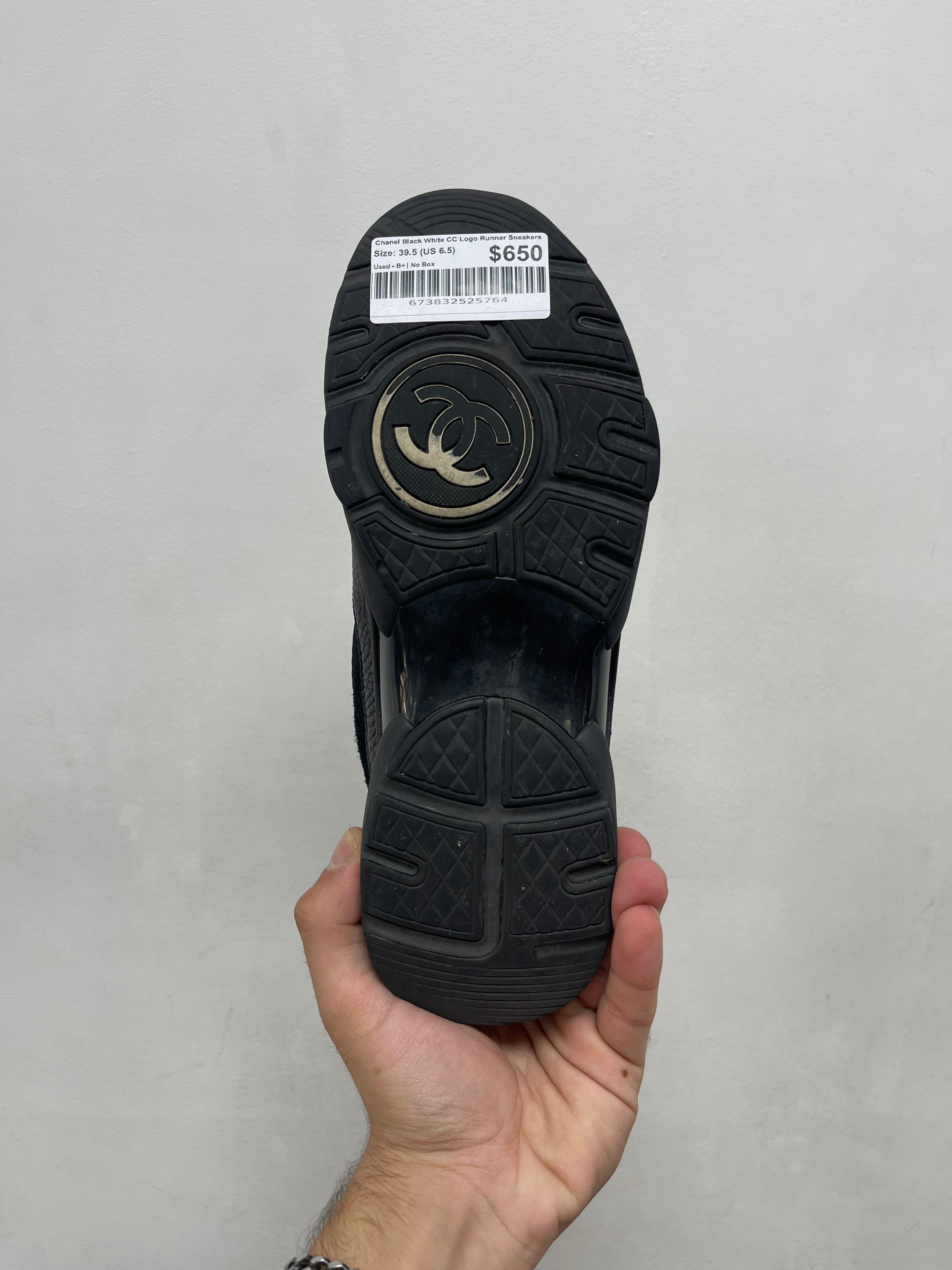 Chanel Black White CC Logo Runner Sneakers