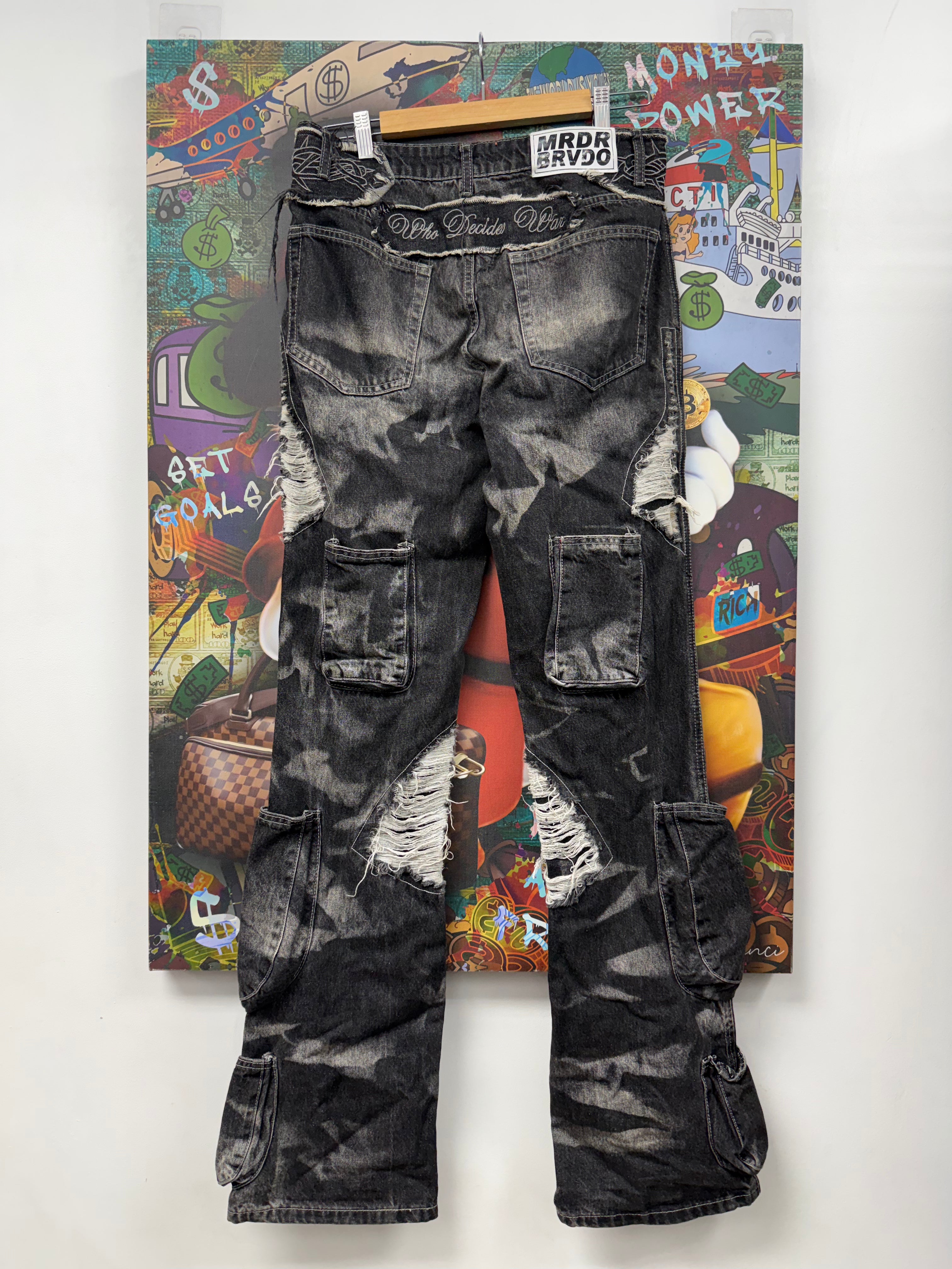 Who Decides War Grey Distressed Jeans
