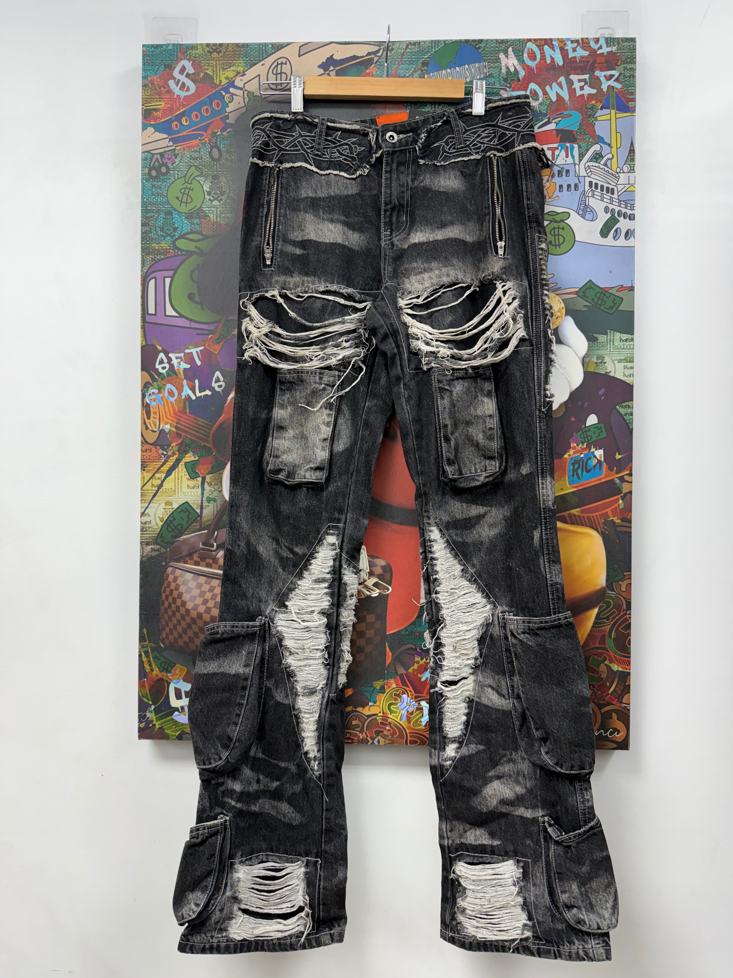 Who Decides War Grey Distressed Jeans