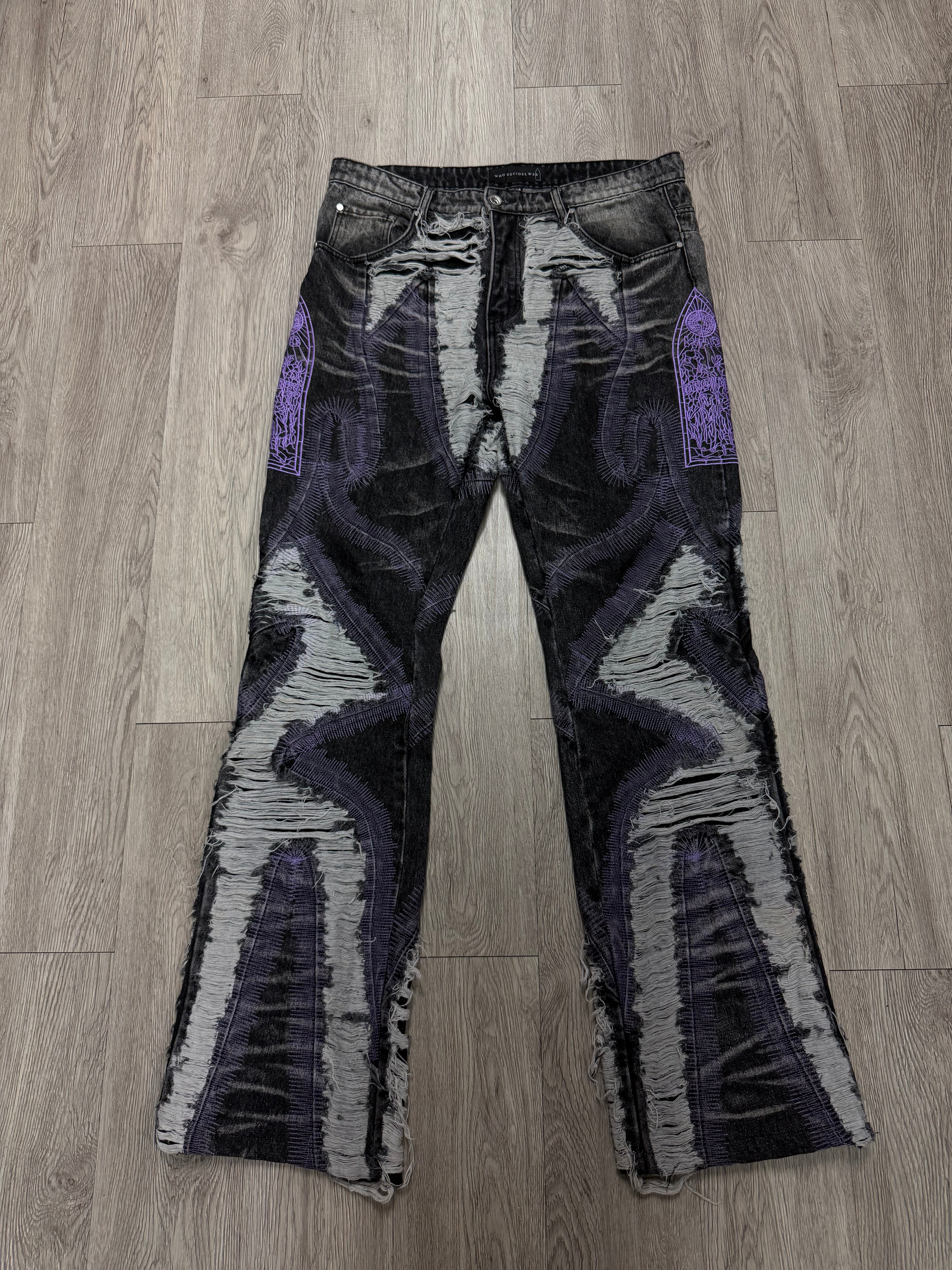 Who Decides War Black Wash Purple Distressed Jeans