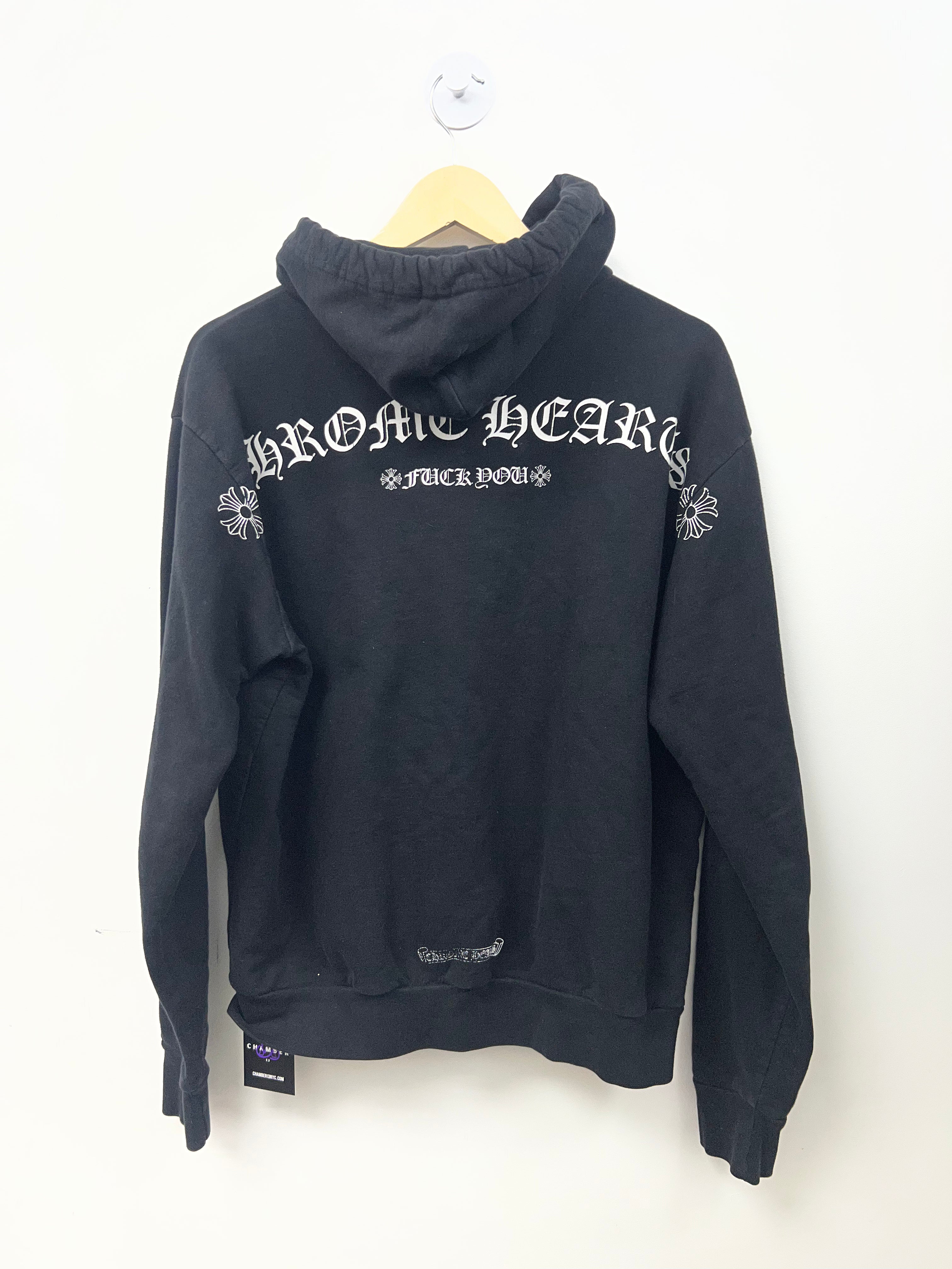 Chrome Hearts Black T Bar Scroll Logo Hoodies