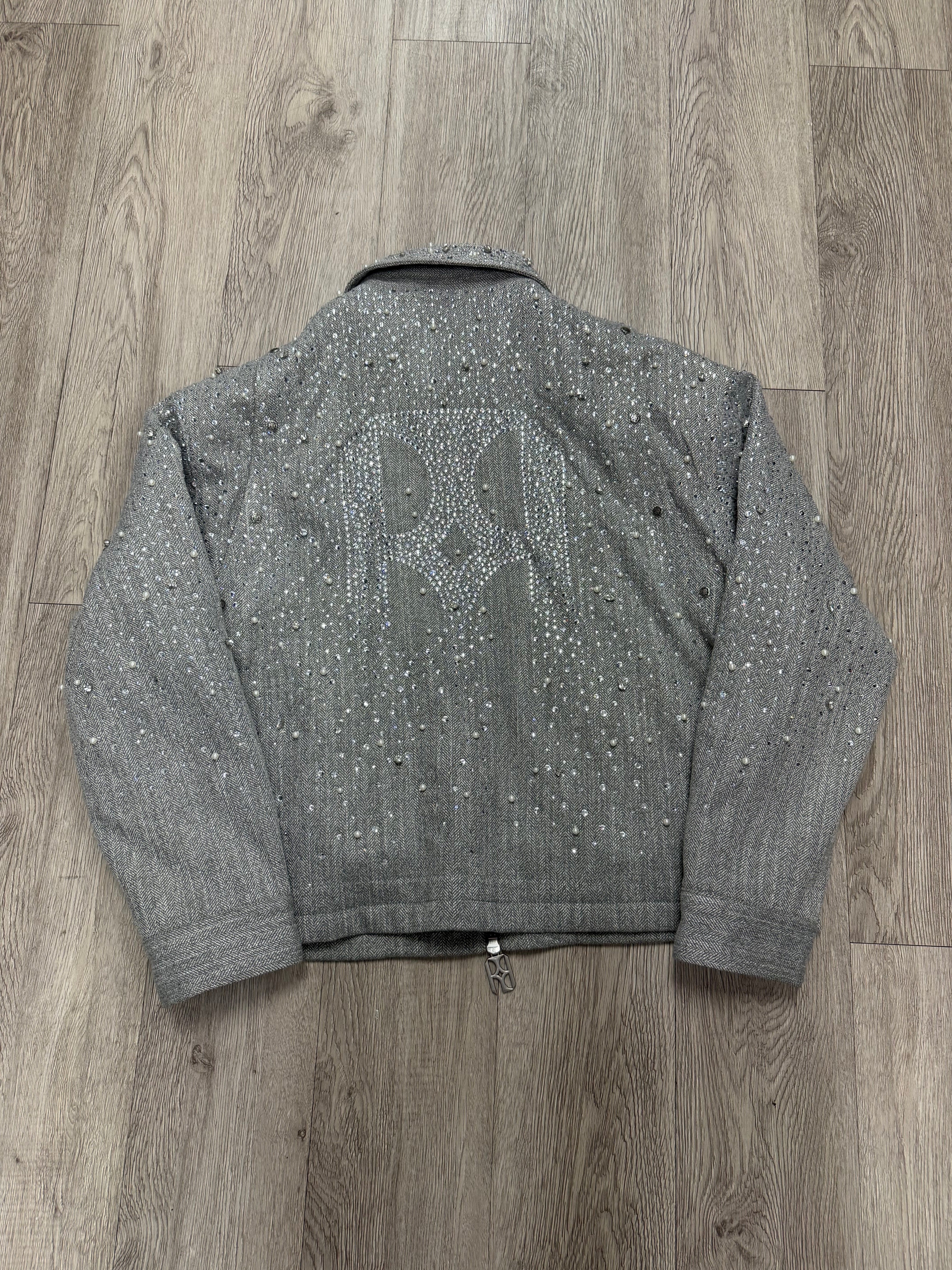 Birth Of A Royal Child Rhinestone Grey Zip Up Jacket