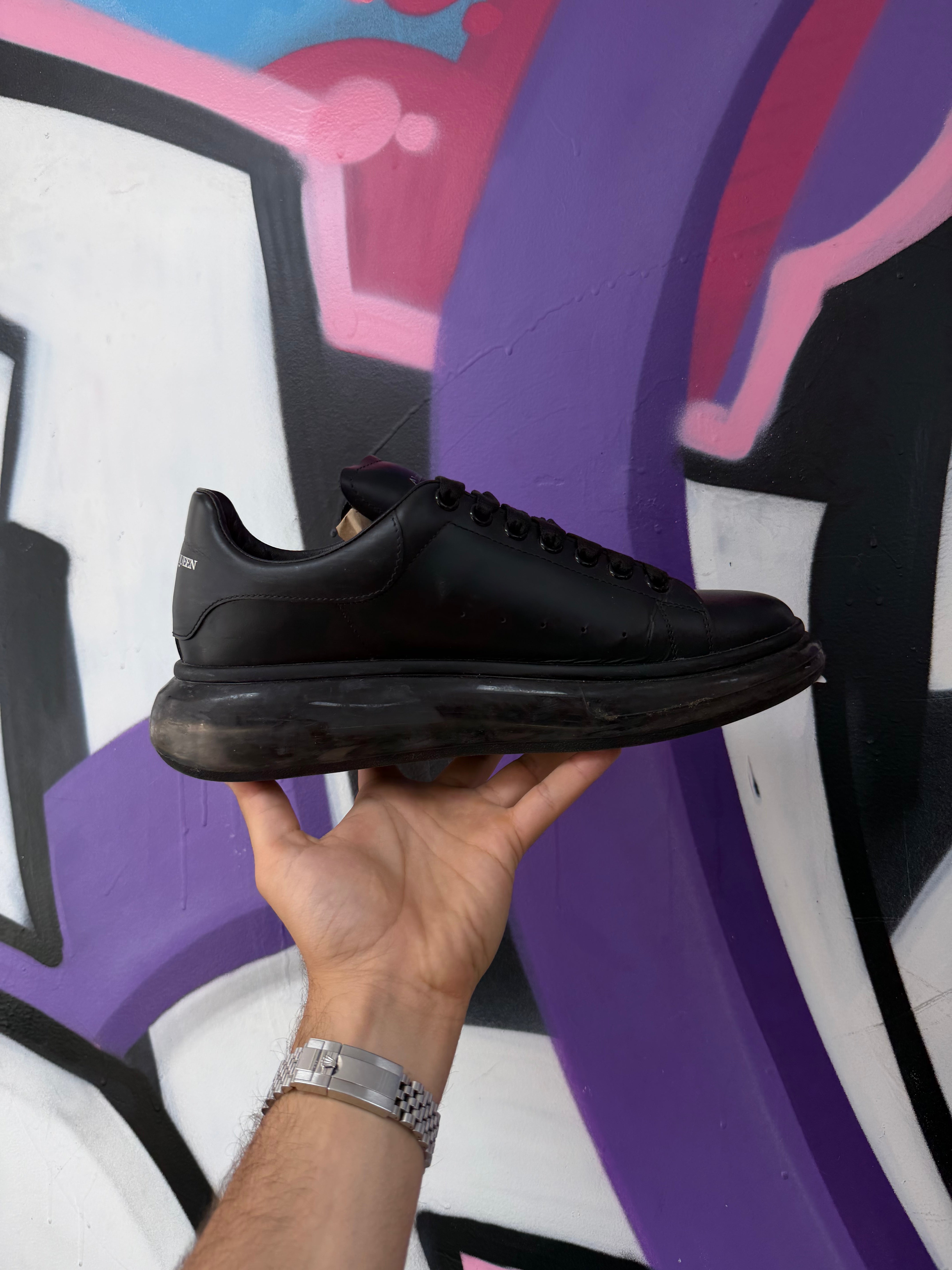 Alexander Mcqueen Black Clear Sole Oversized Sneakers