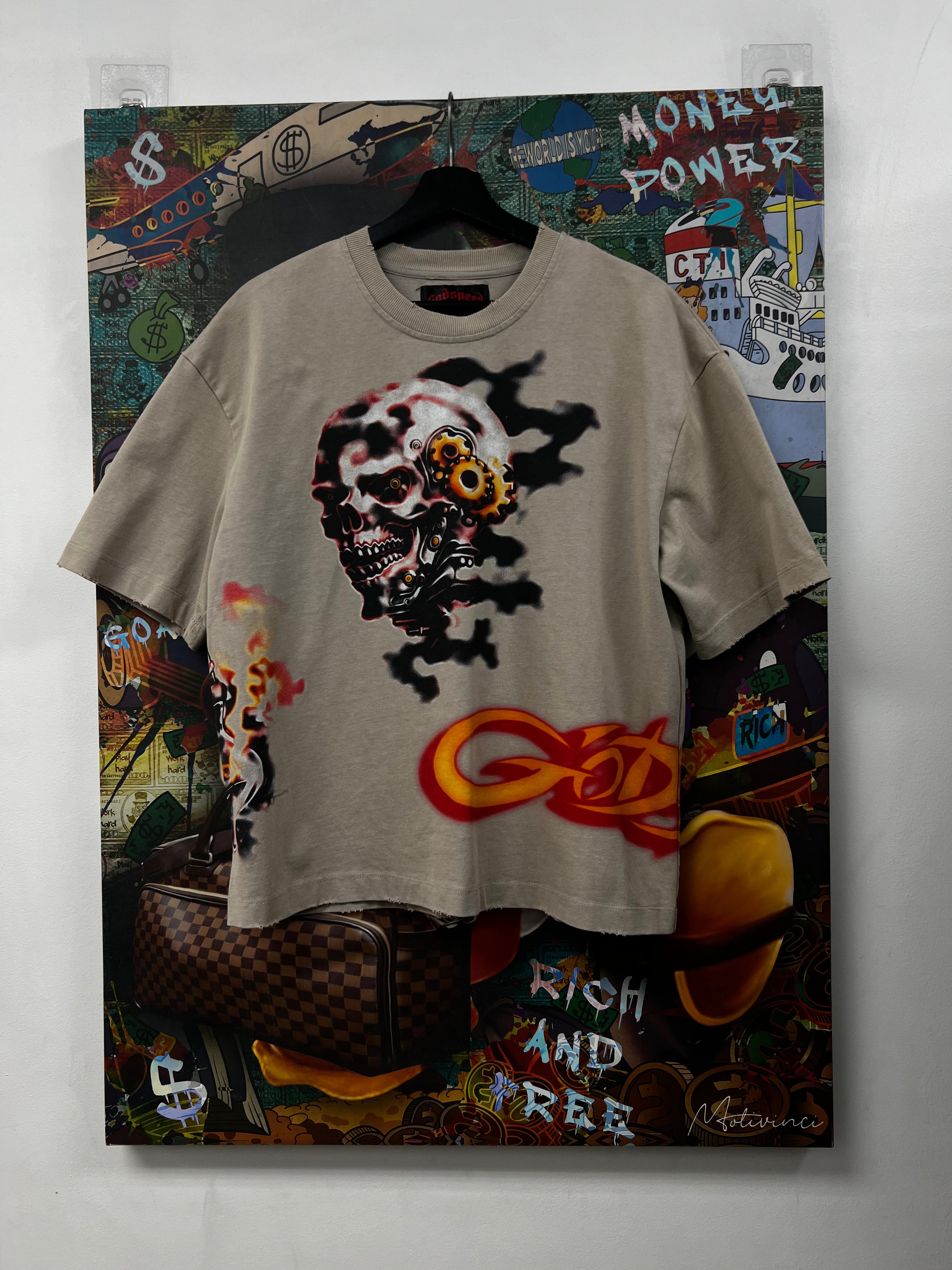 Godspeed Stone Wash Orange Skull Tee