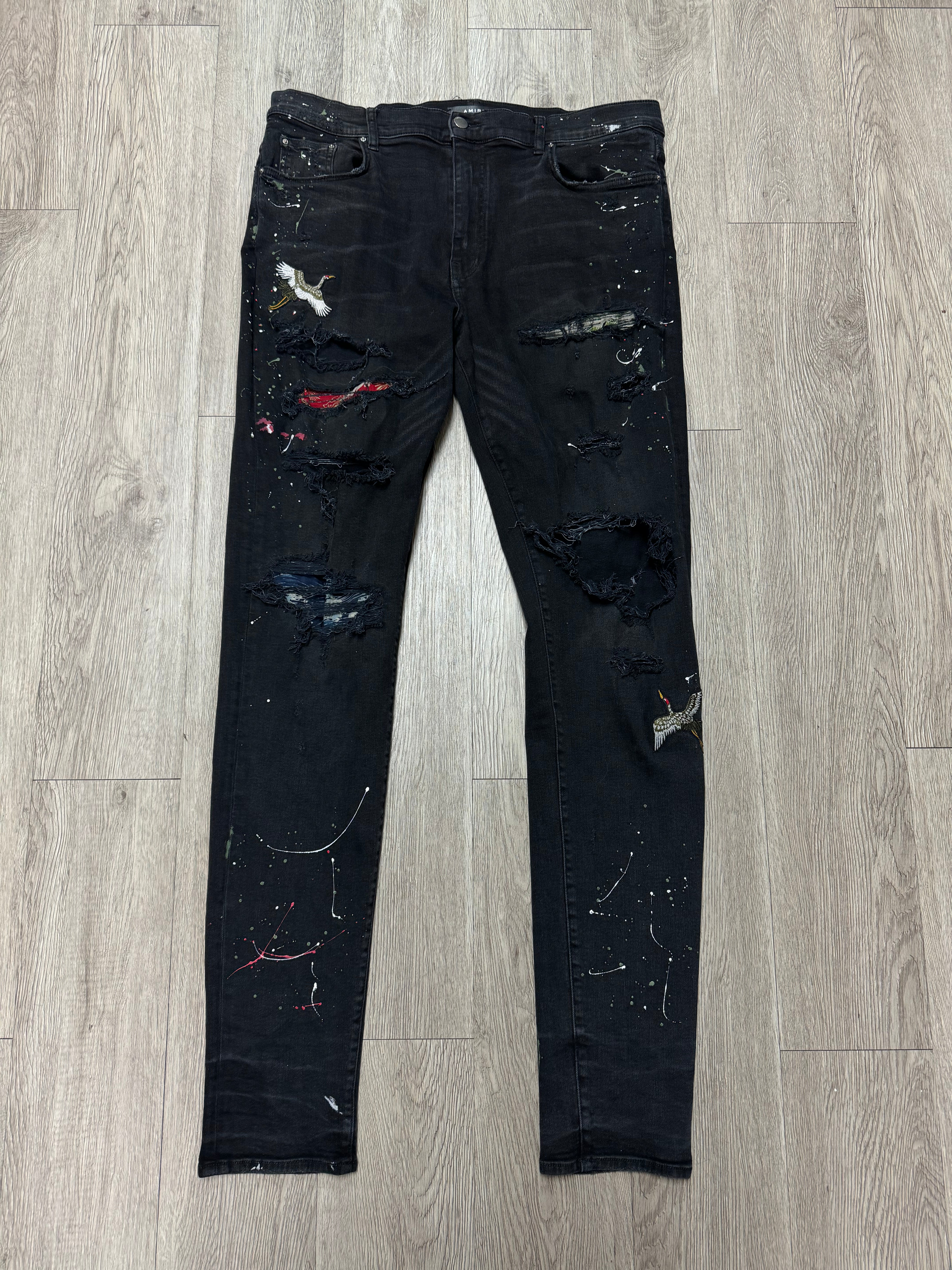 Amiri Black Swan Patch Jeans