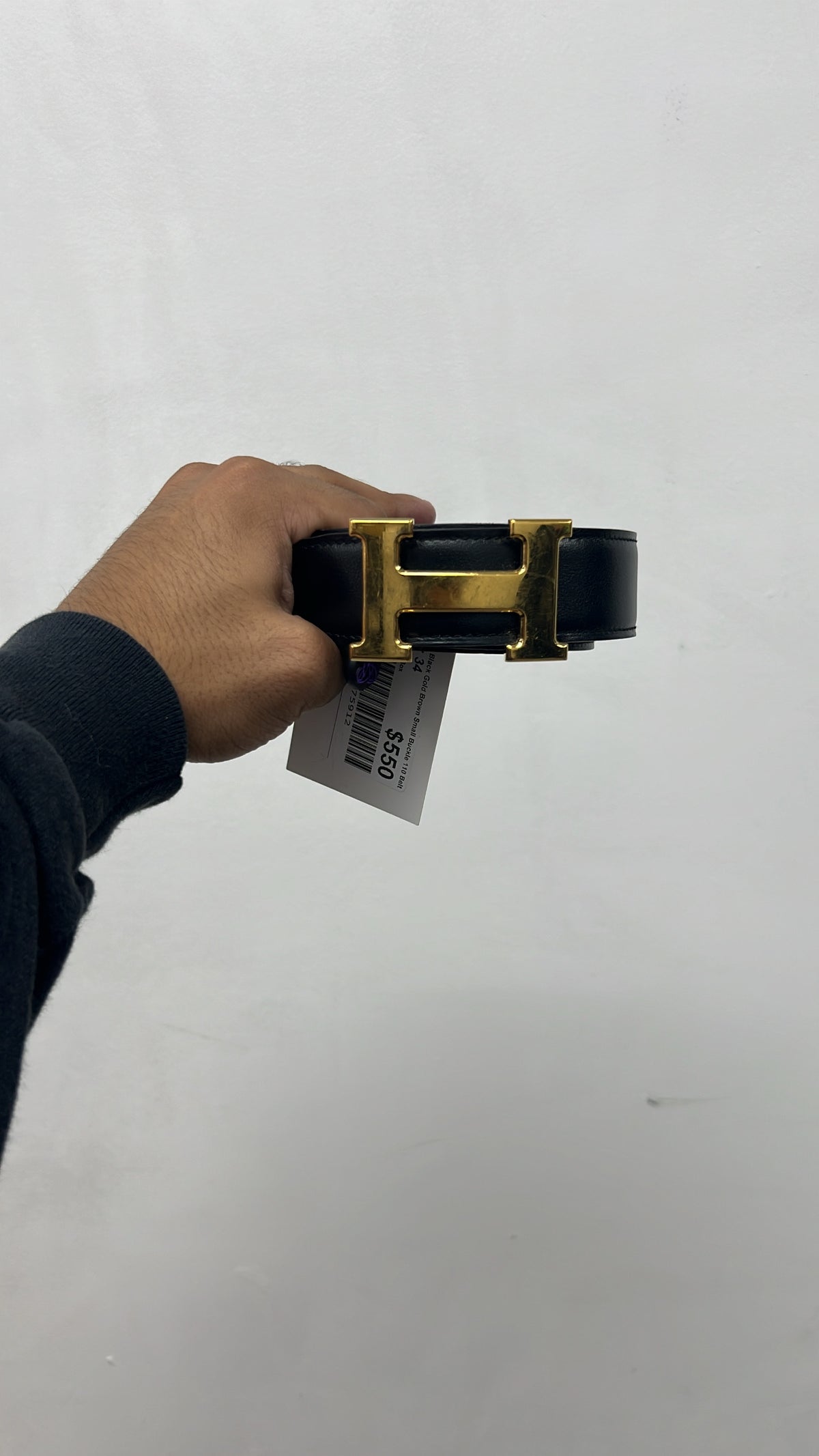 Hermes Black Gold Brown Small Buckle 110 Belt