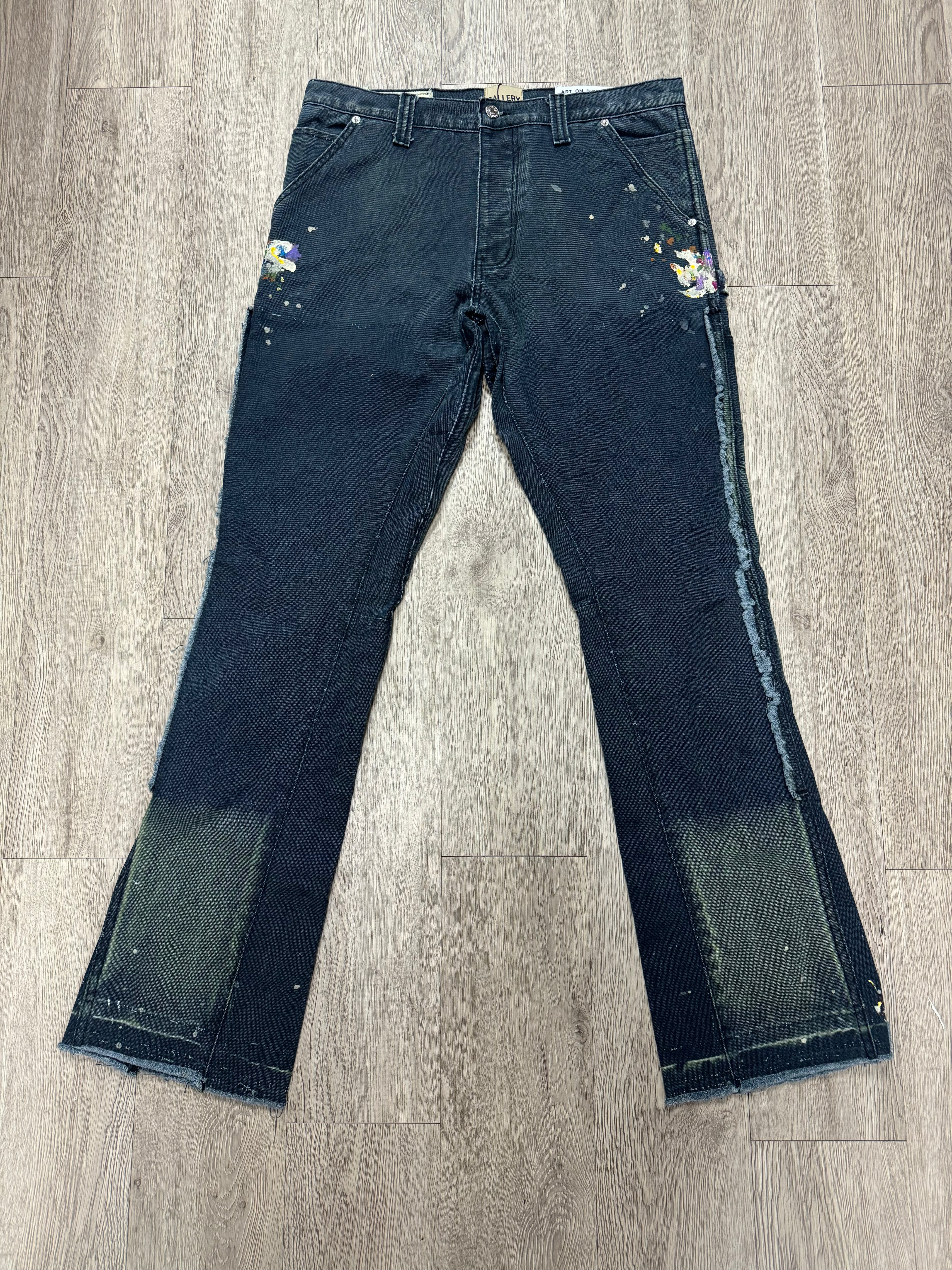 Gallery Dept Navy Carpenter Paint Spaltter Flare Jeans