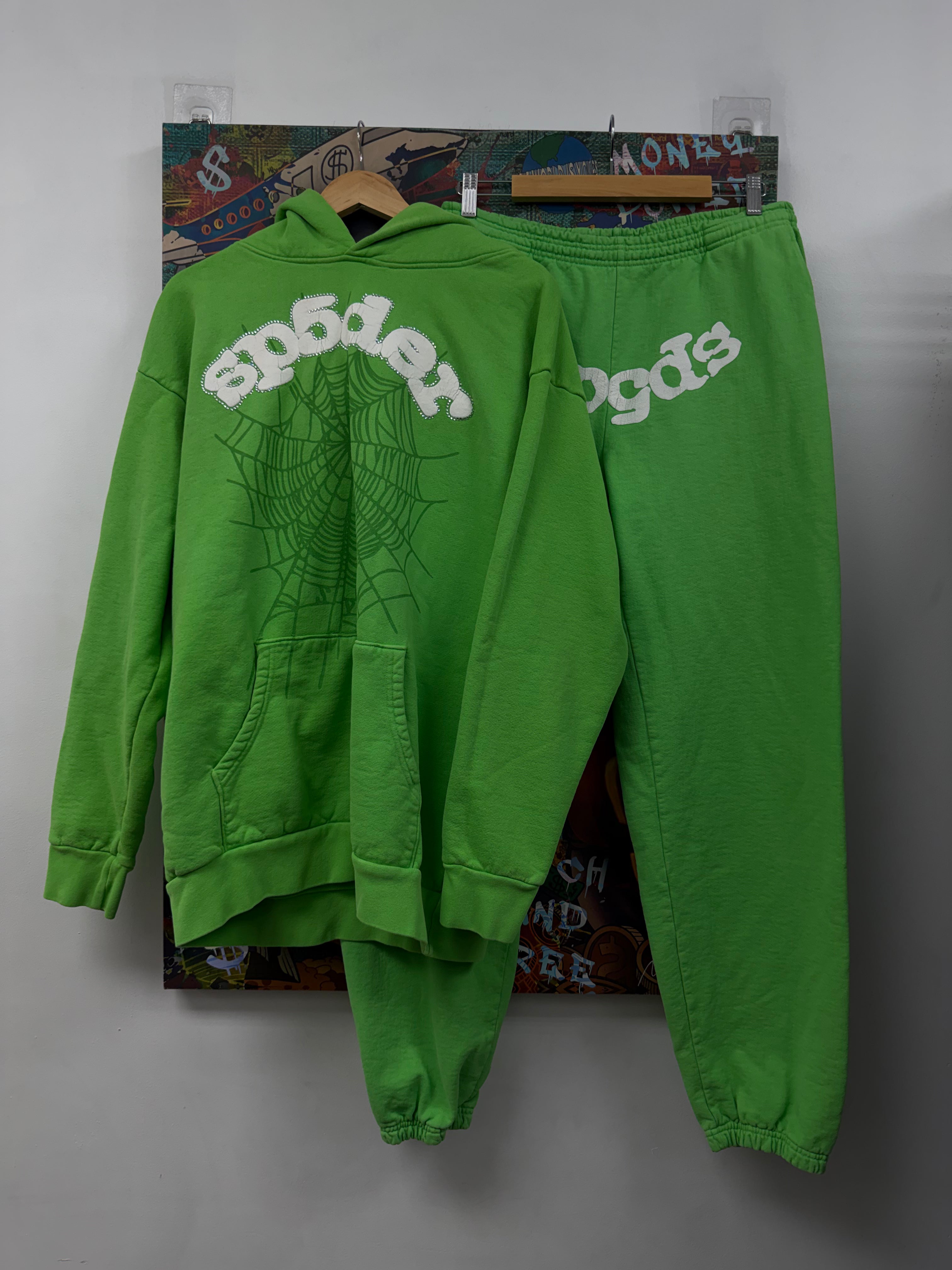 Sp5der Slime Green OG Web Sweatsuit