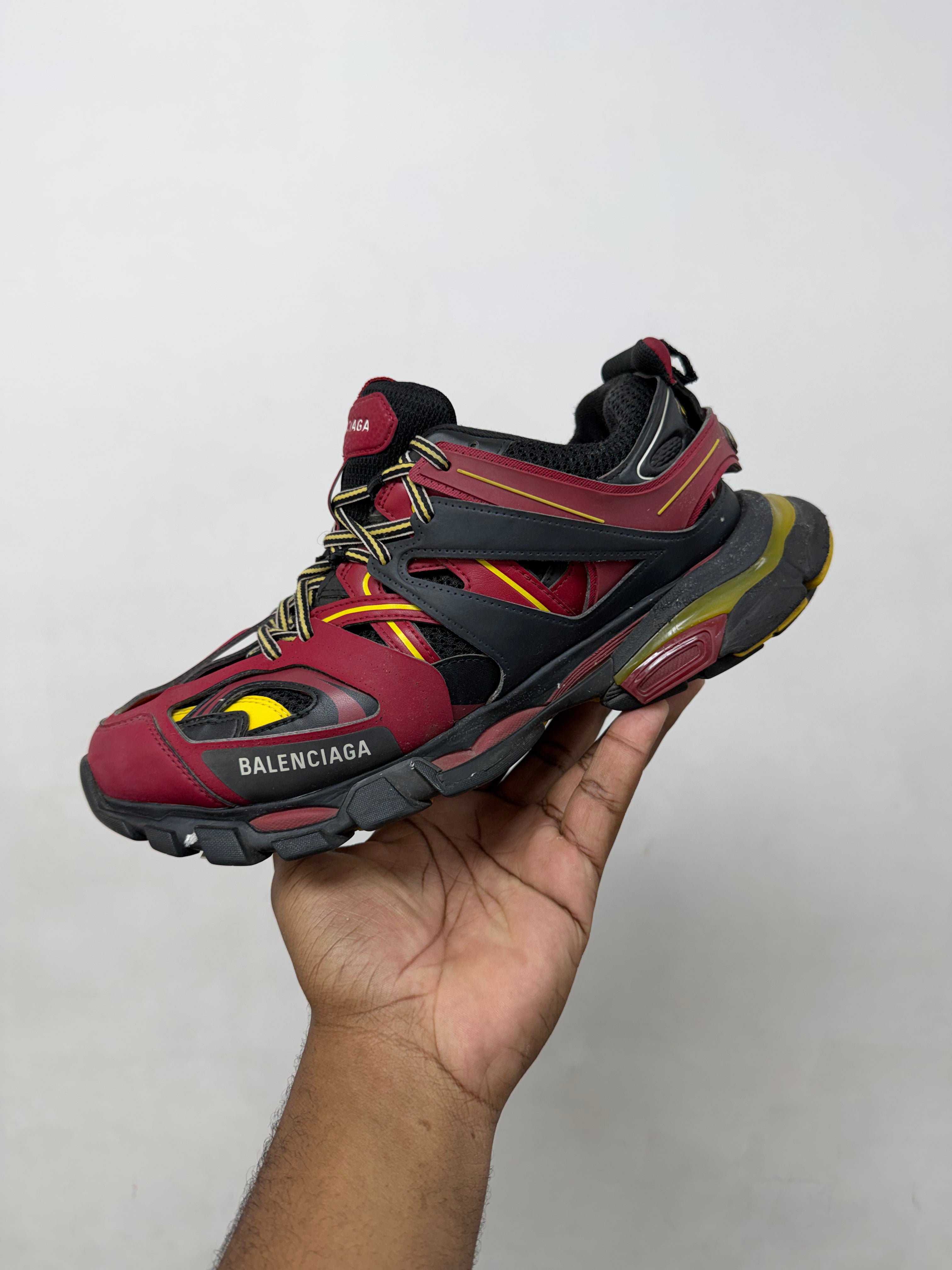 Balenciaga Burgundy Yellow Track Sneakers