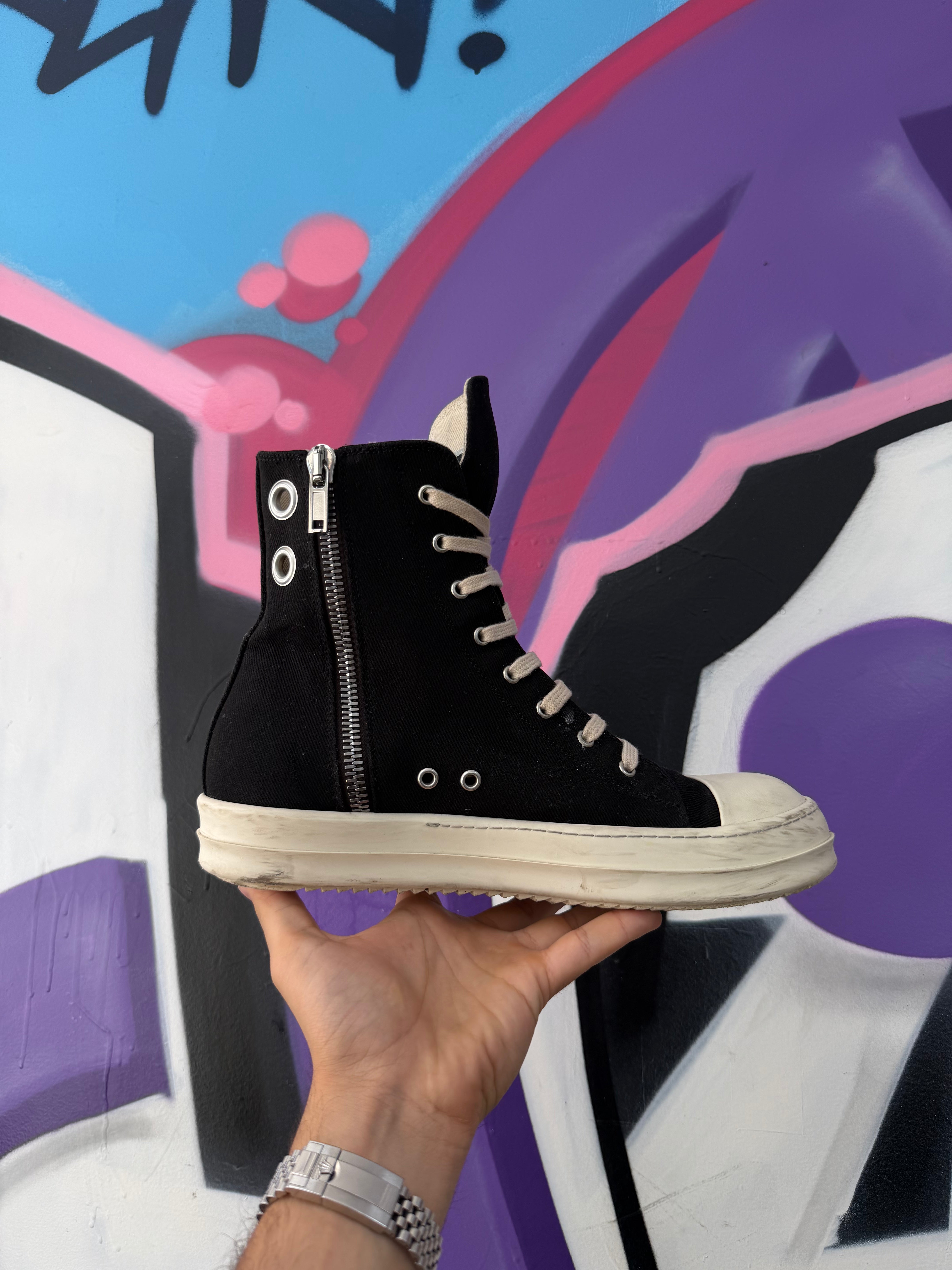 Rick Owens Black & Milk 'DRKSHDW' Eyelet Ramone High Sneakers