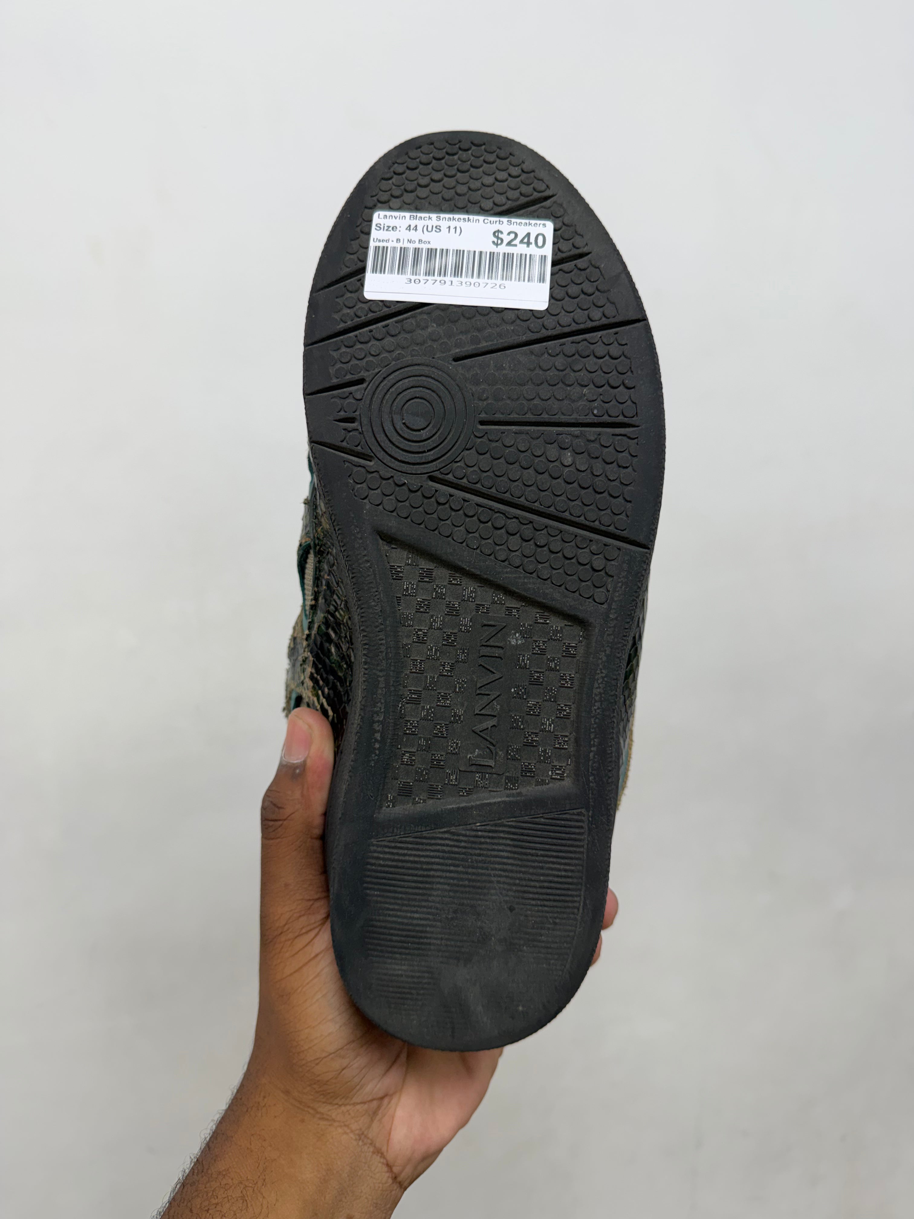 Lanvin Black Snakeskin Curb Sneakers