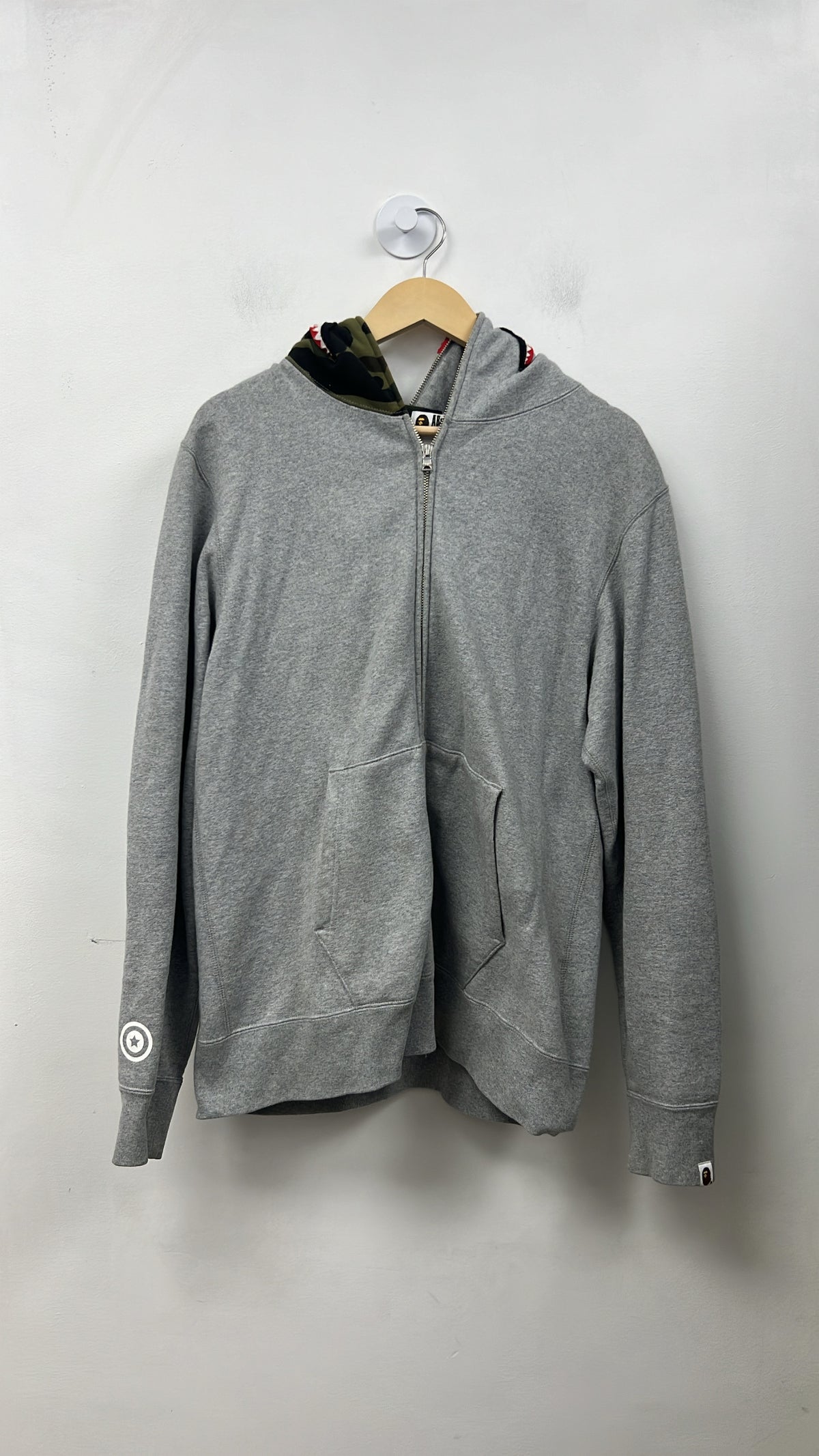 BAPE Grey Camo Shark Zip Up Hoodie