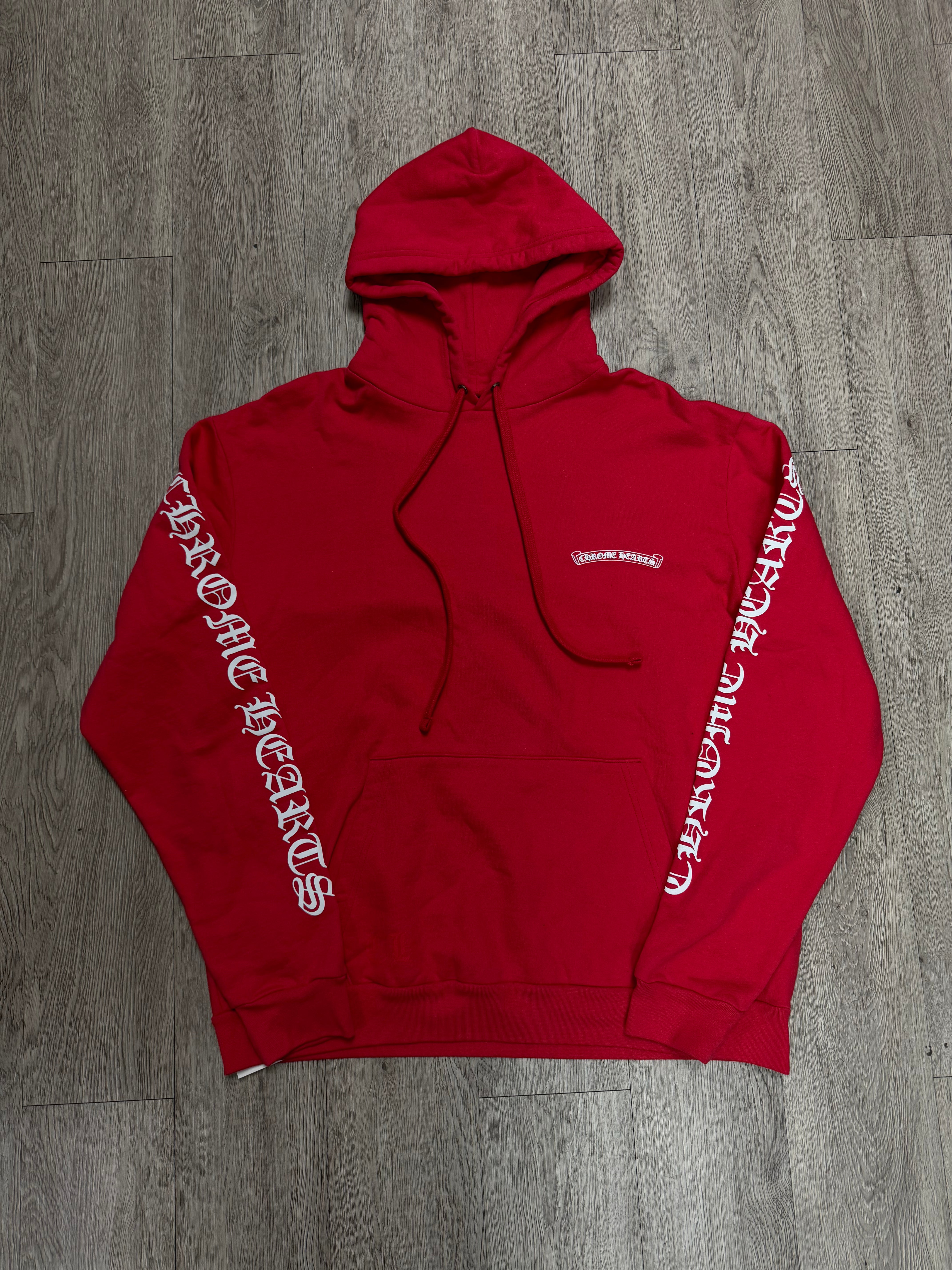 Chrome Hearts Red Scroll Logo Hoodie