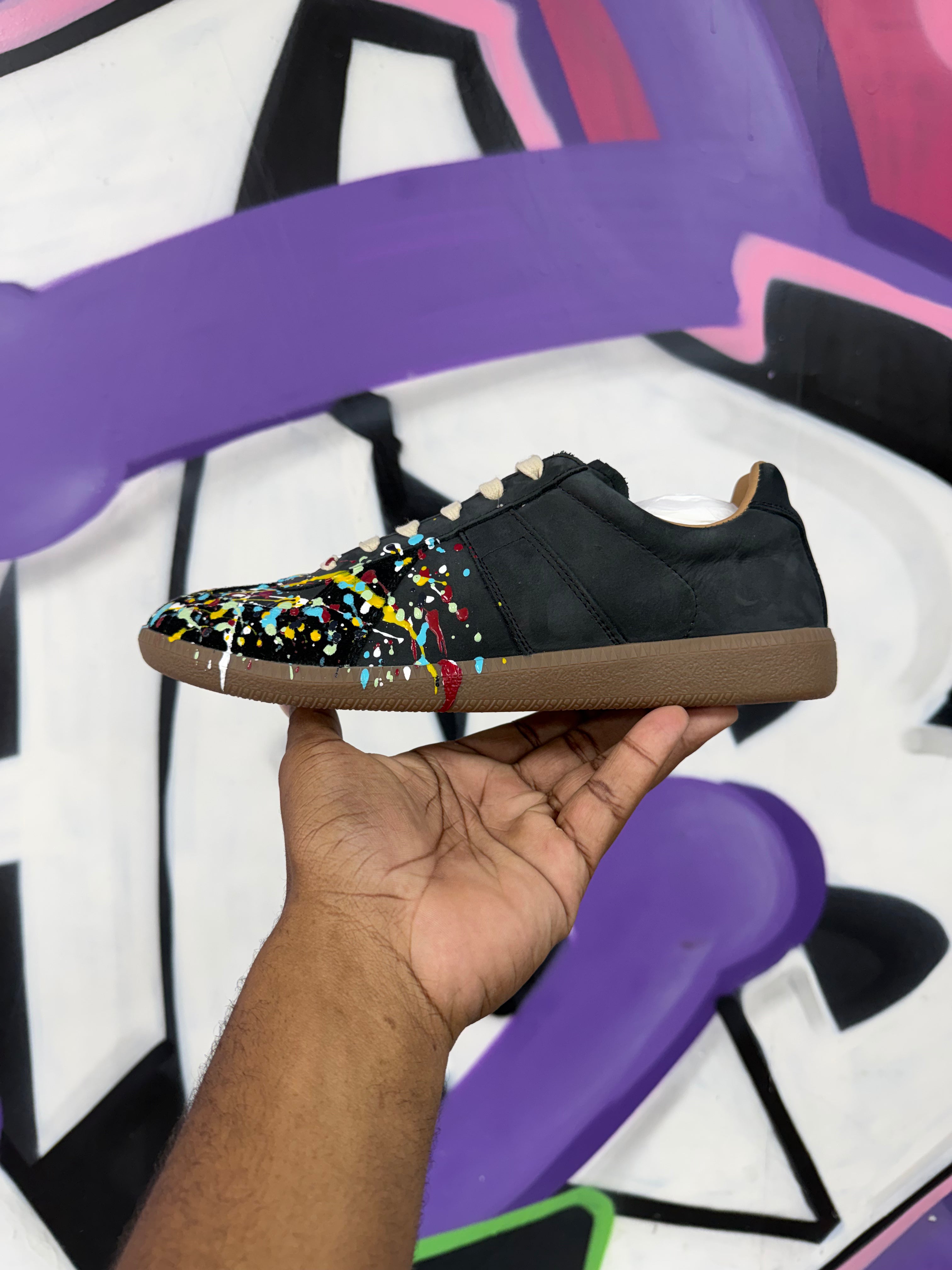 Maison Margiela Black Paint Splatter Replica Low Sneakers
