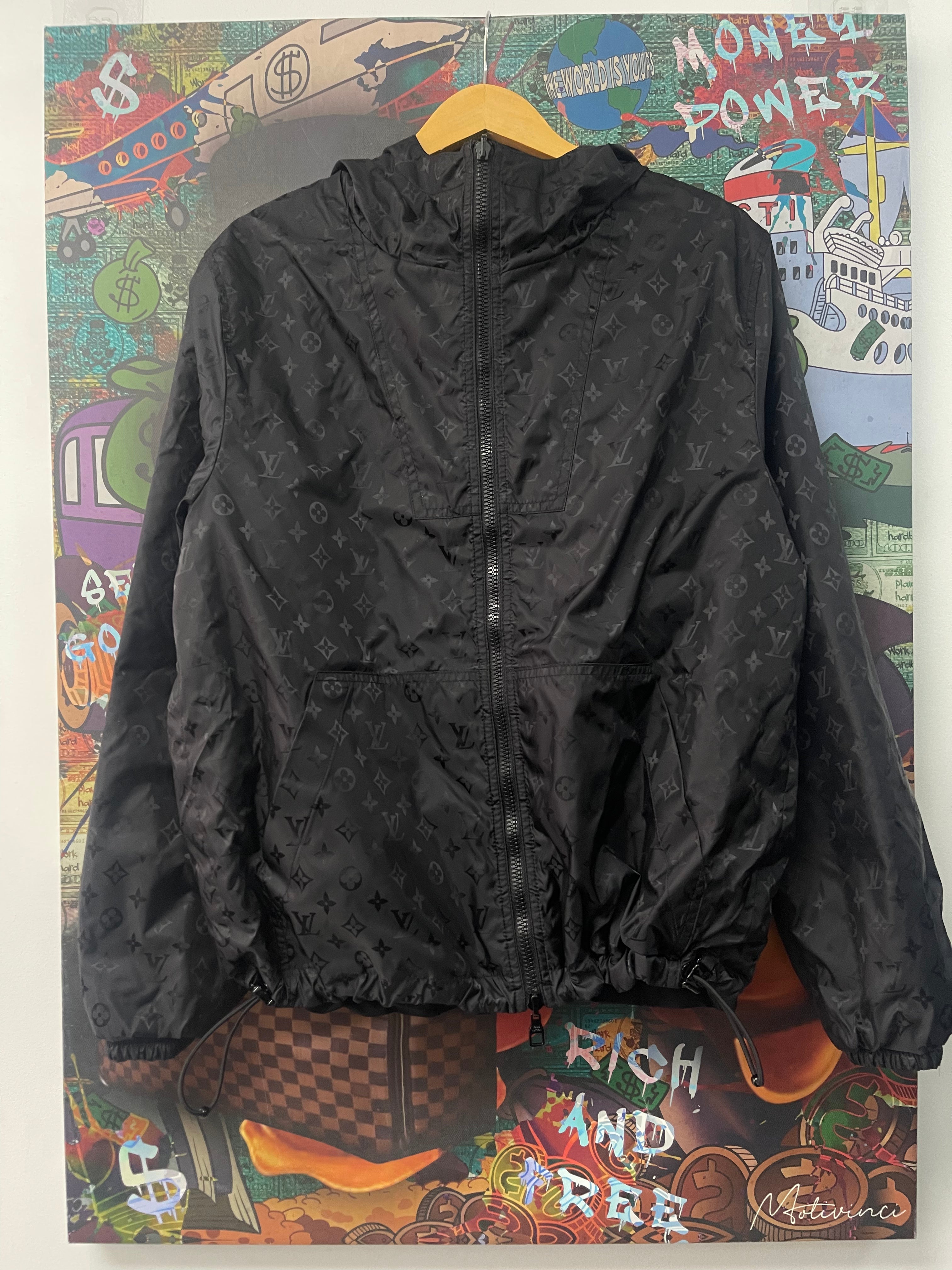 Louis Vuitton Black Monogram Reversible Windbreaker Jacket