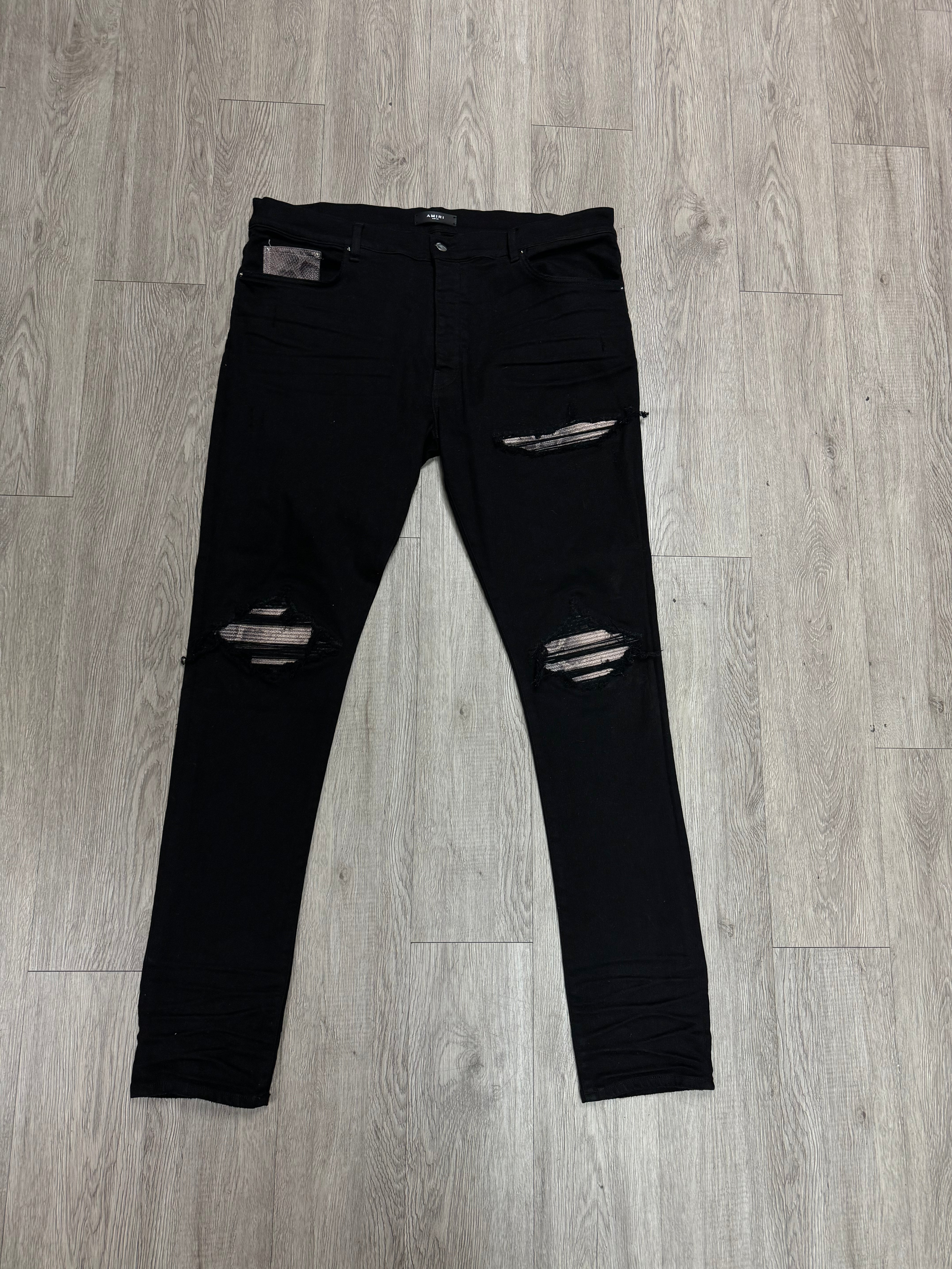 Amiri MX1 Black Snake Skin Jeans