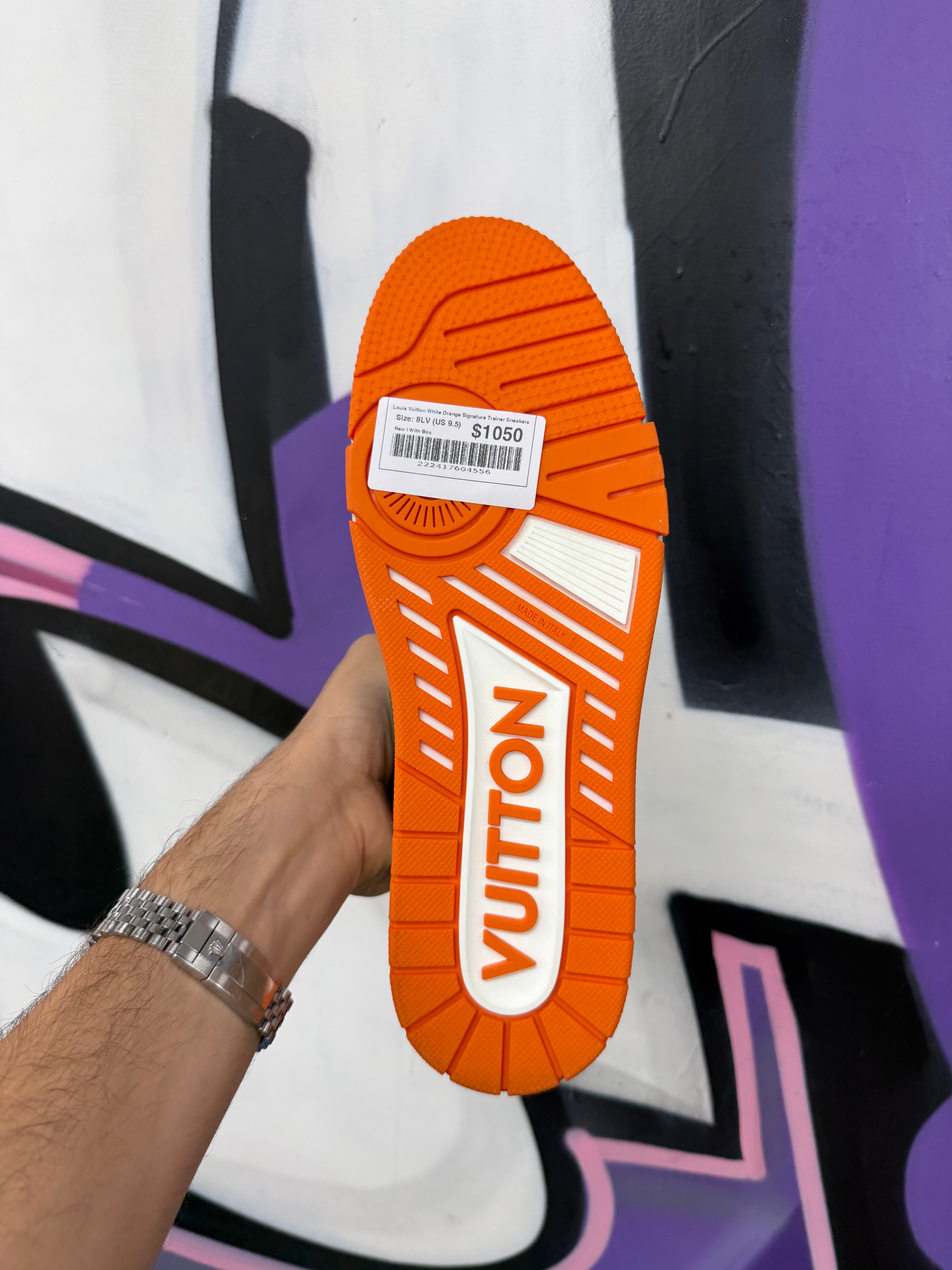 Louis Vuitton White Orange Signature Trainer Sneakers