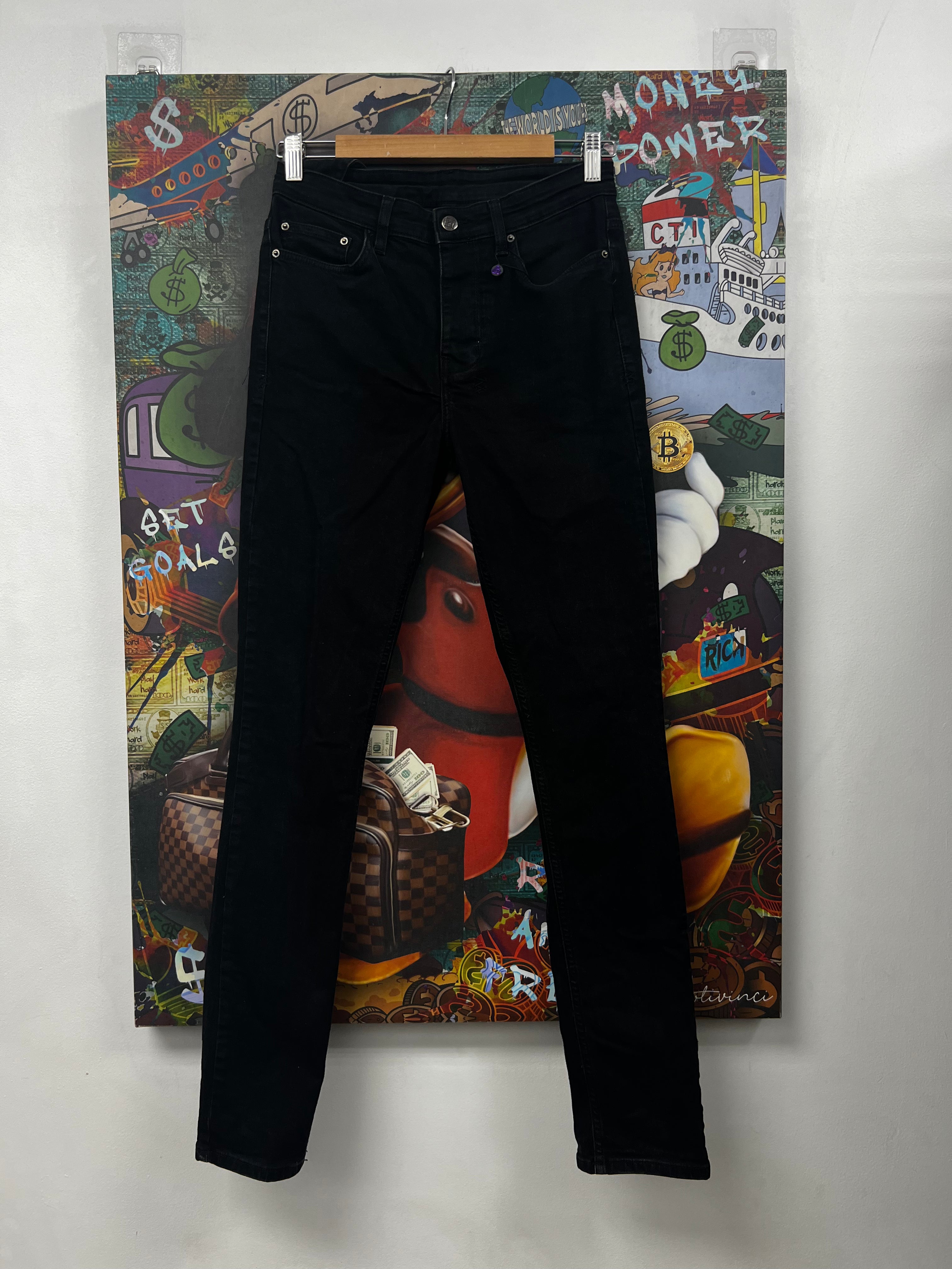 Ksubi Black Wash Red Plain Jeans