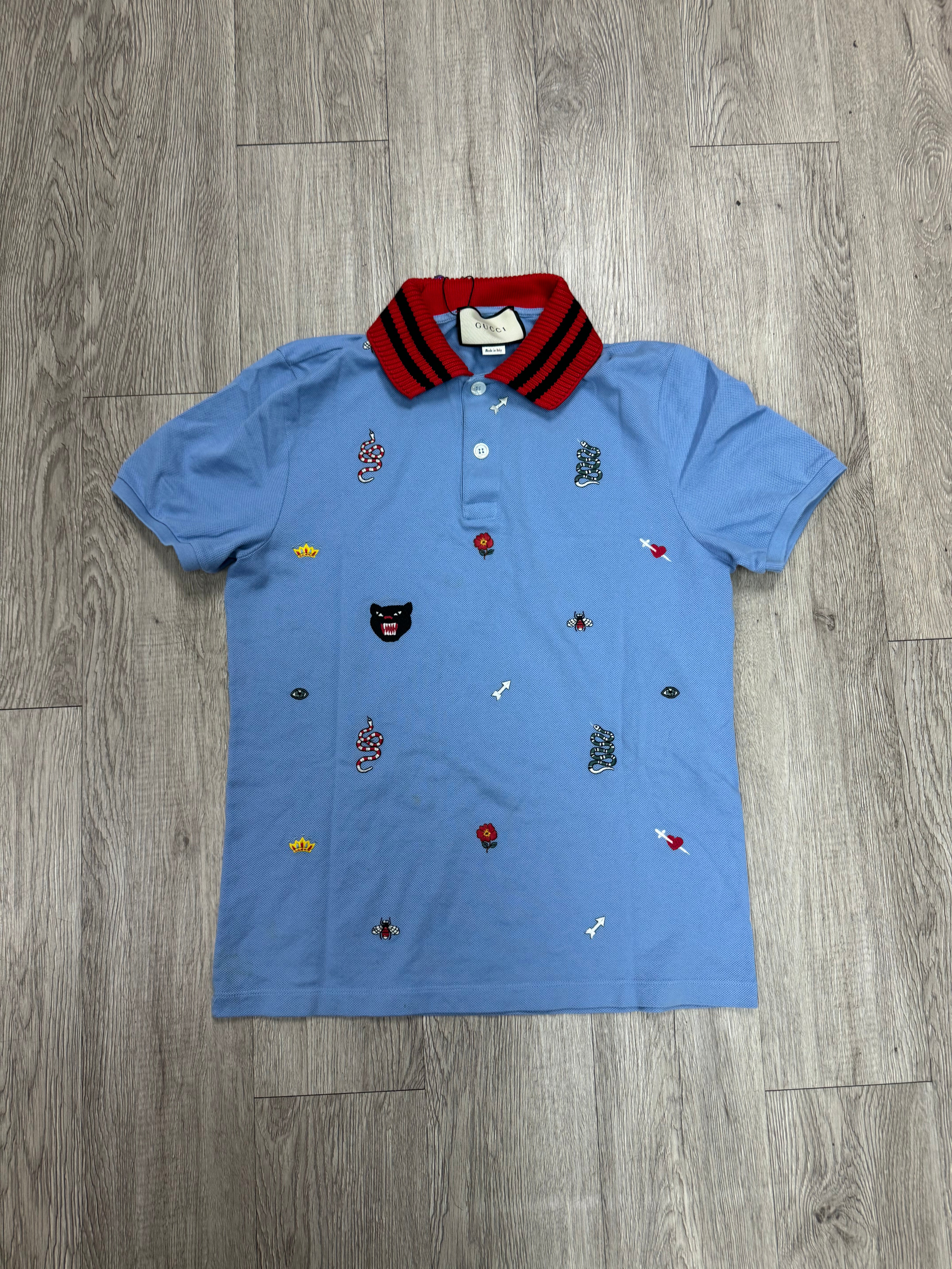 Gucci Baby Blue Multi Motif Polo
