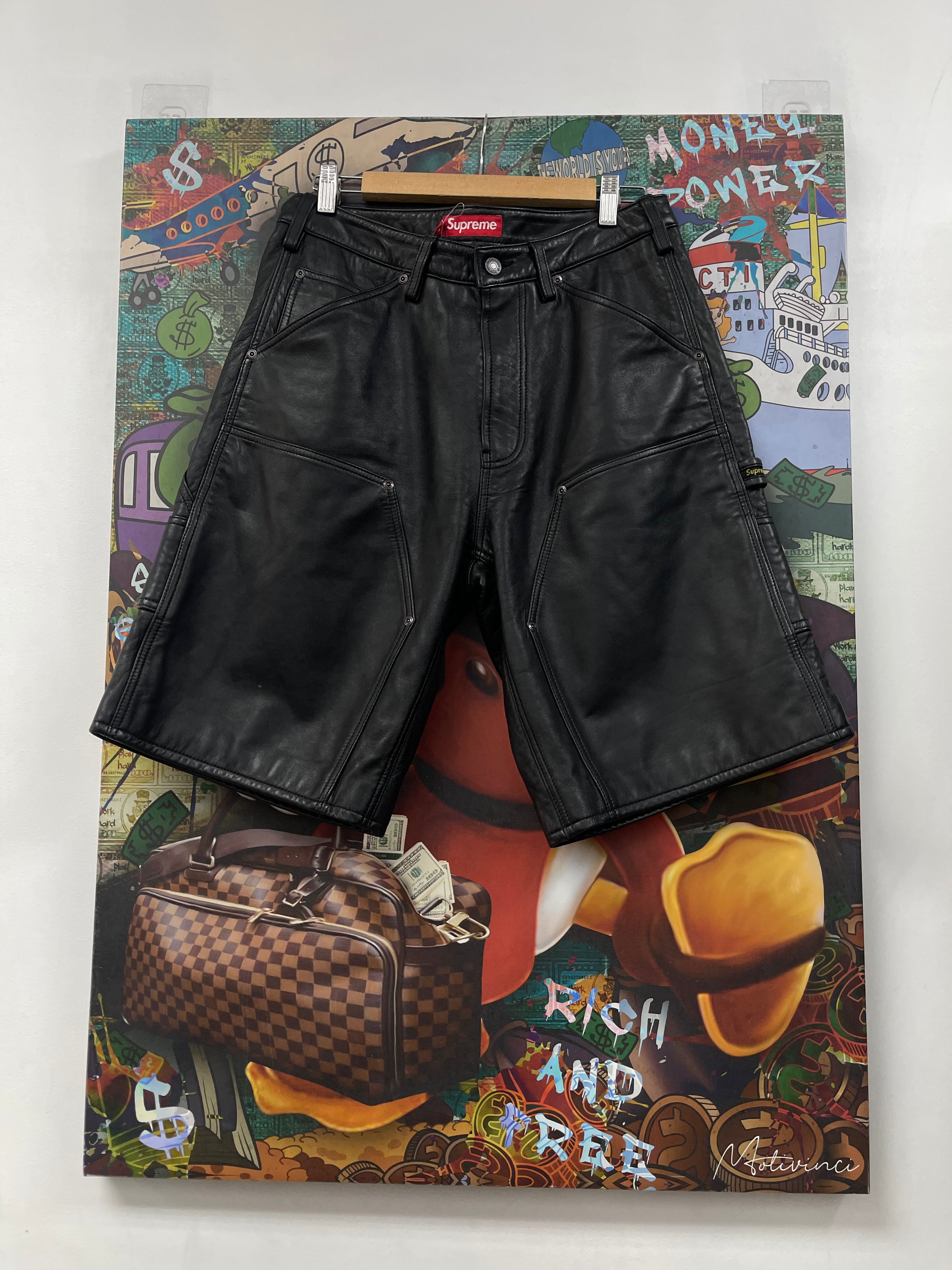 Supreme Leather Double Knee Shorts
