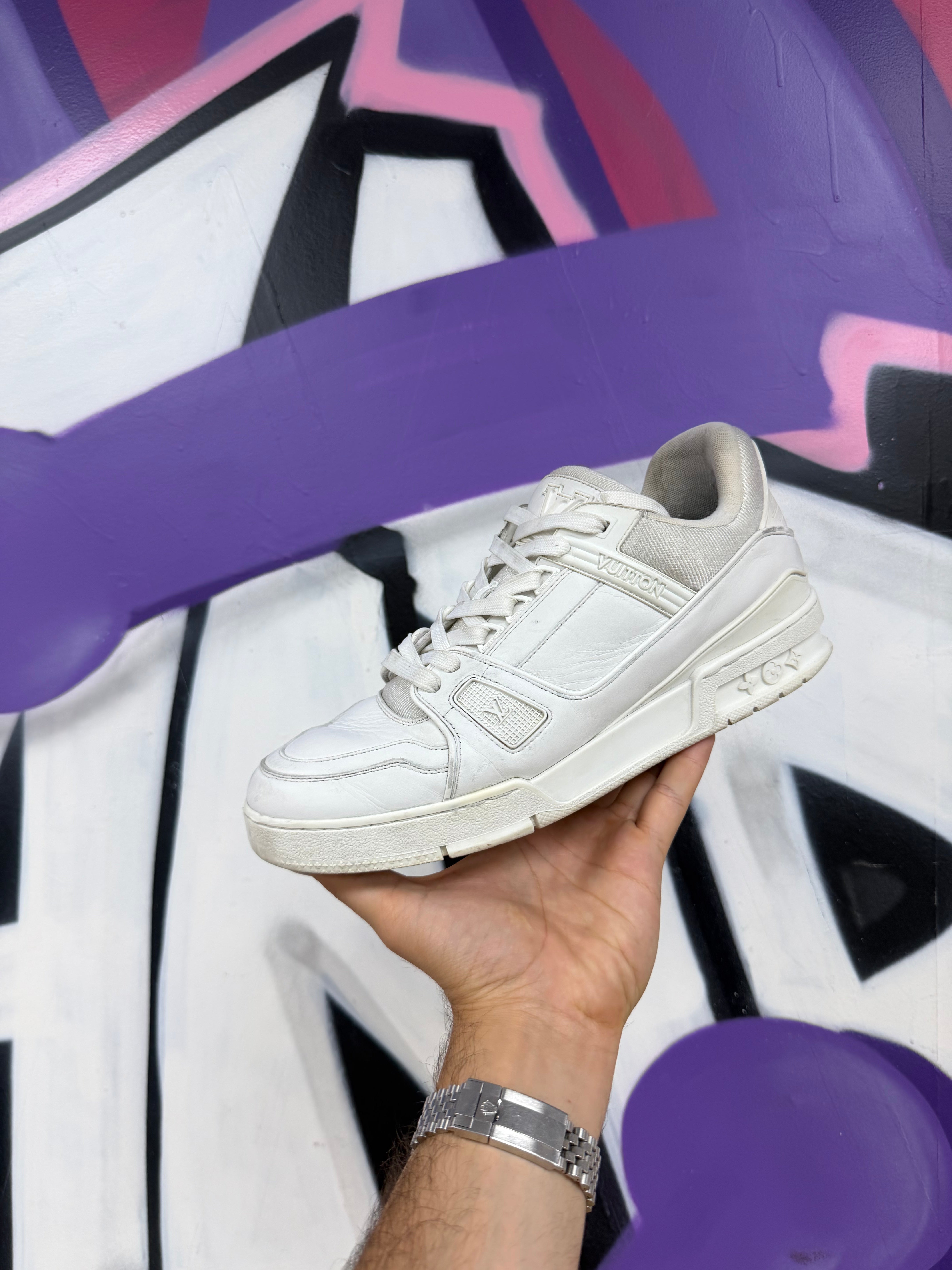 Louis Vuitton White Leather Trainer Sneakers