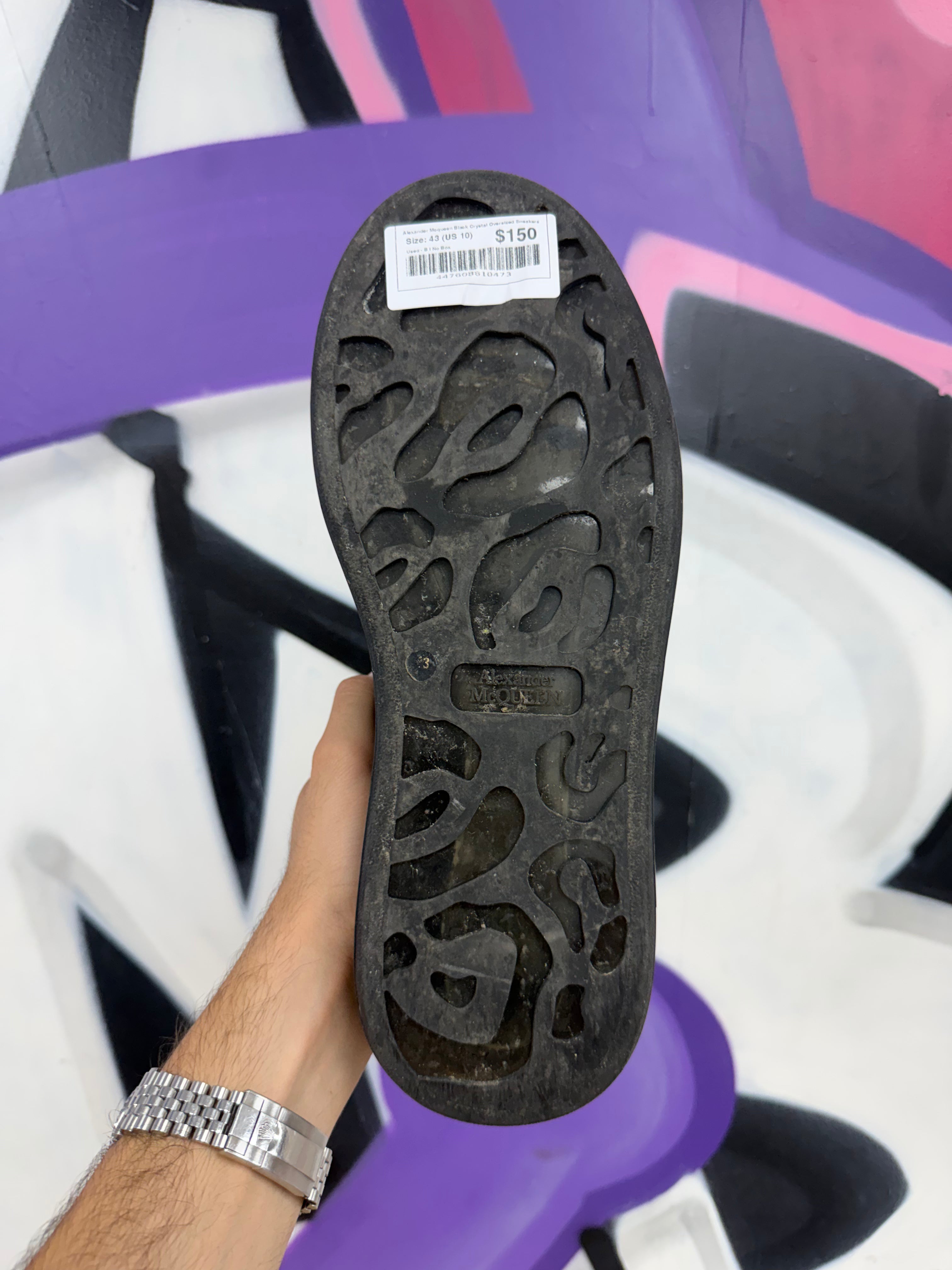Alexander Mcqueen Black Crystal Oversized Sneakers