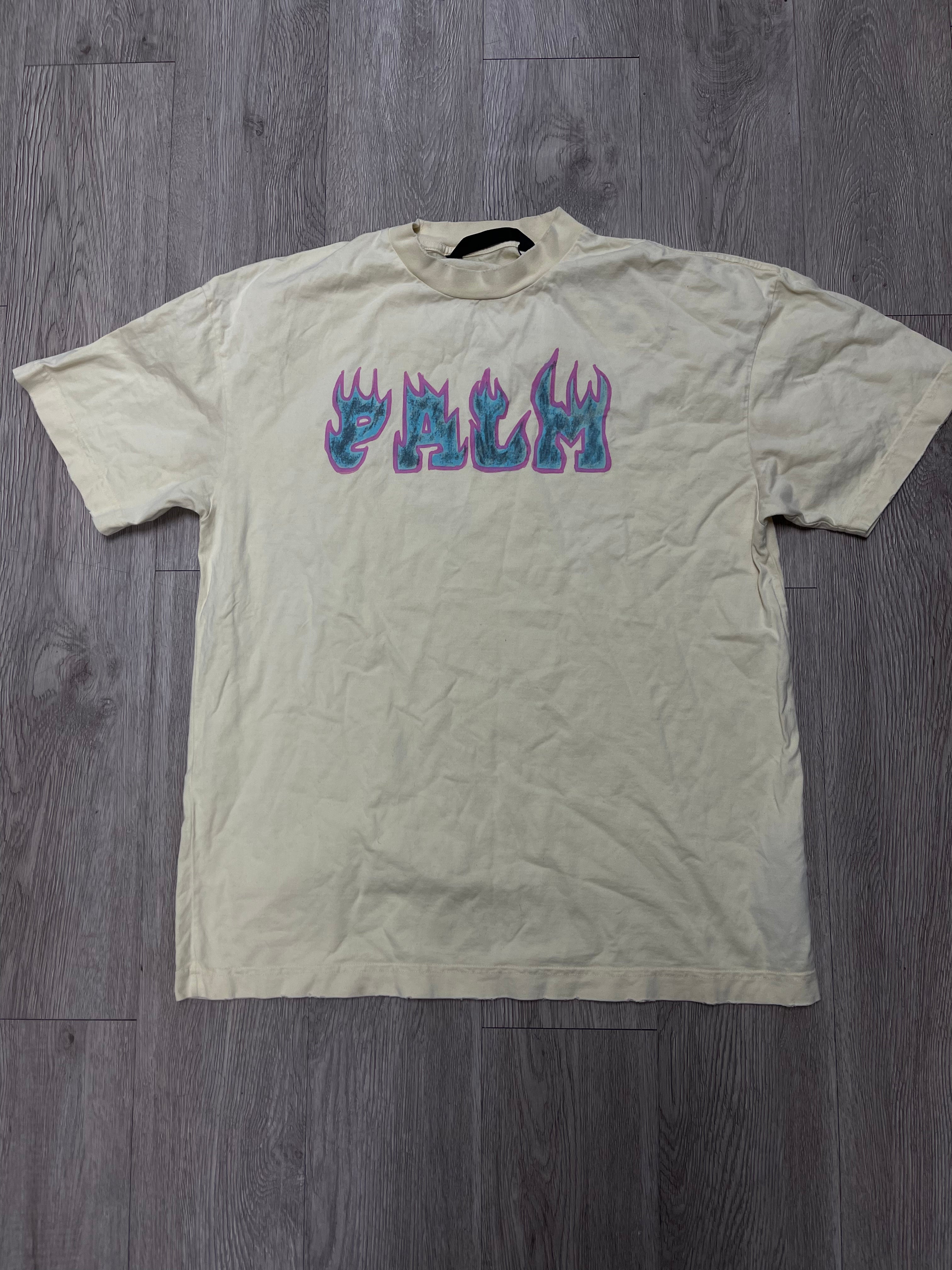 Palm Angels Pink Blue Flames Tee