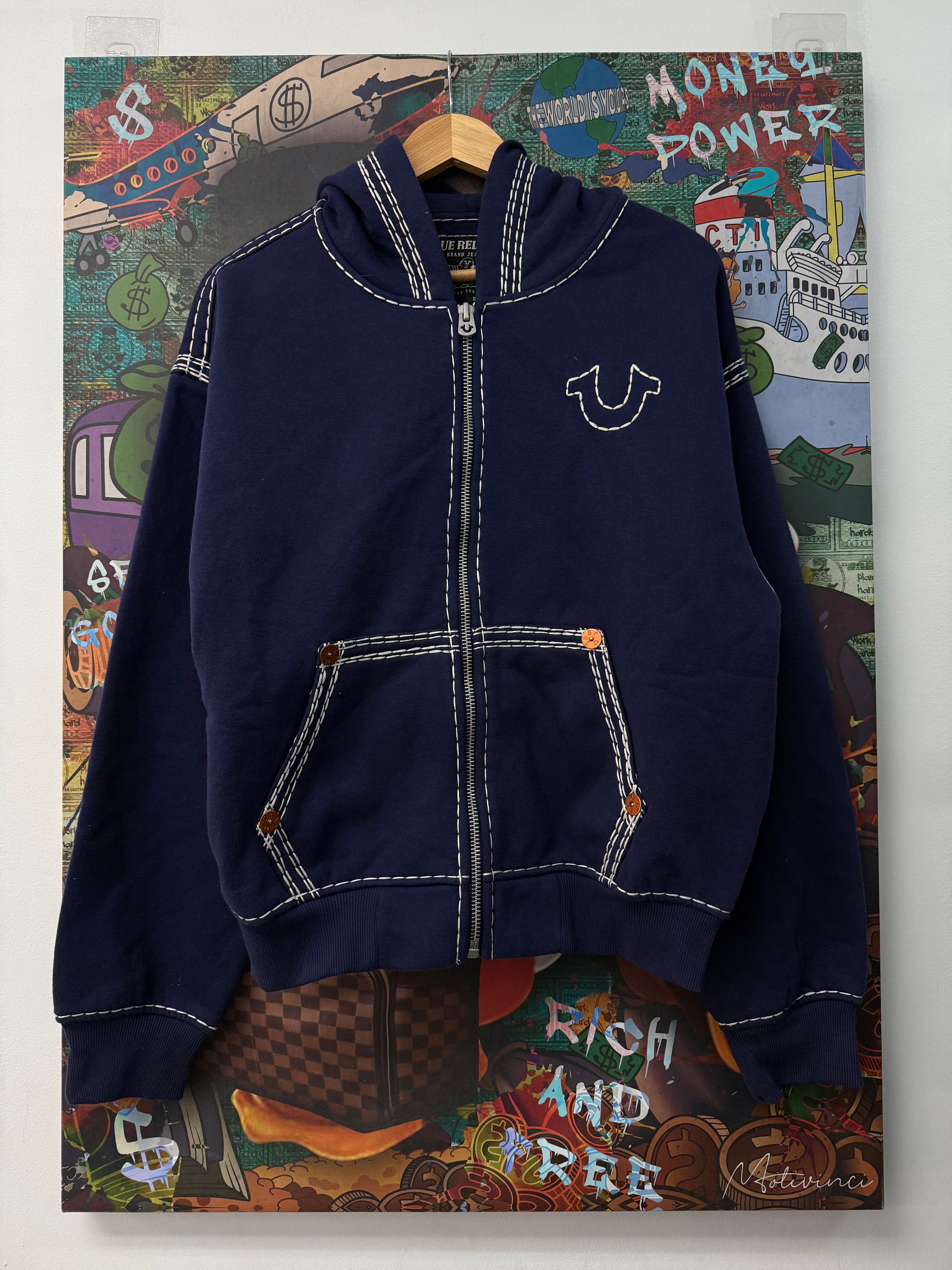 True Religon Navy Classic Zip Up