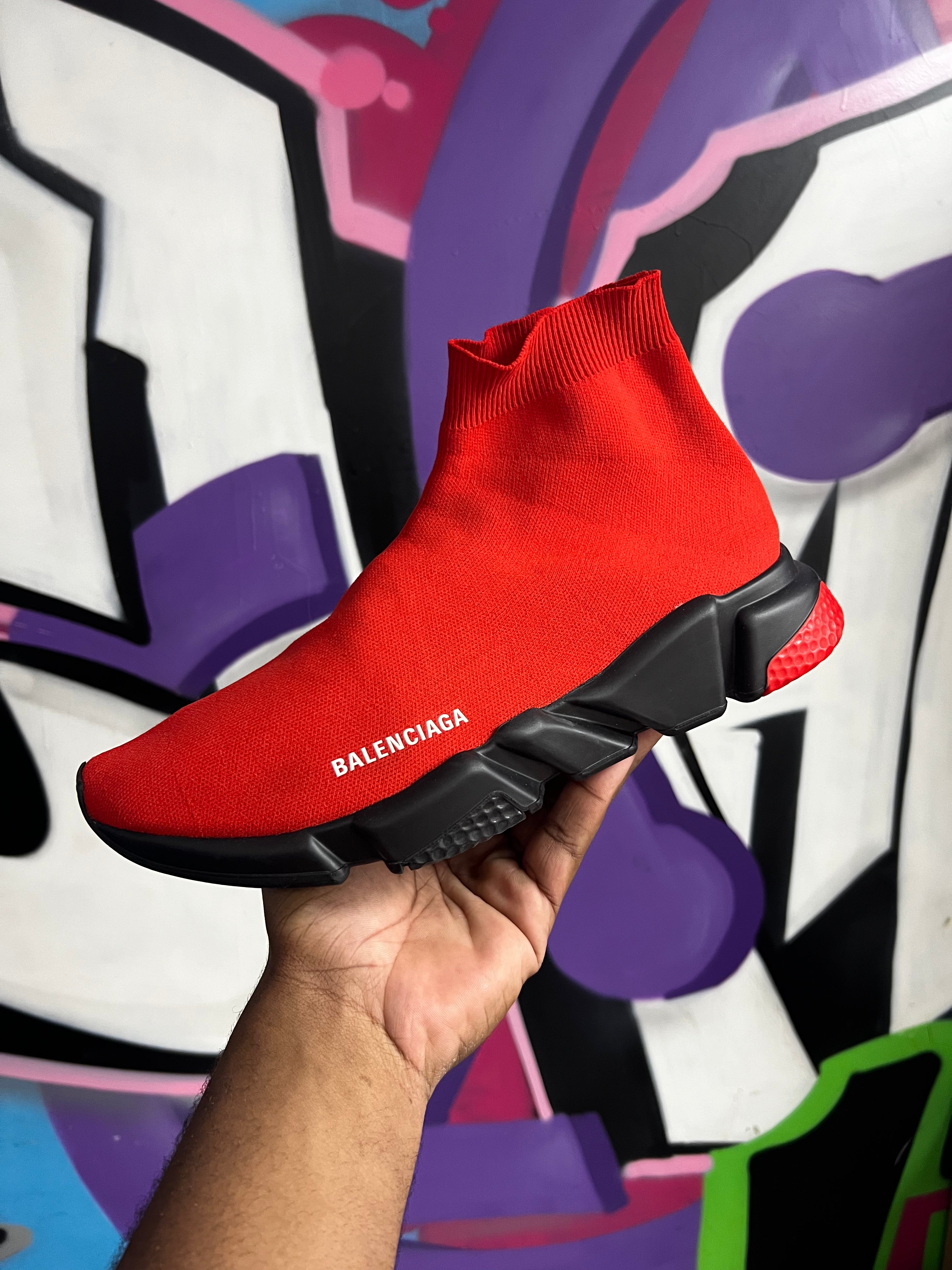Balenciaga Red Black Sock Runner Sneakers