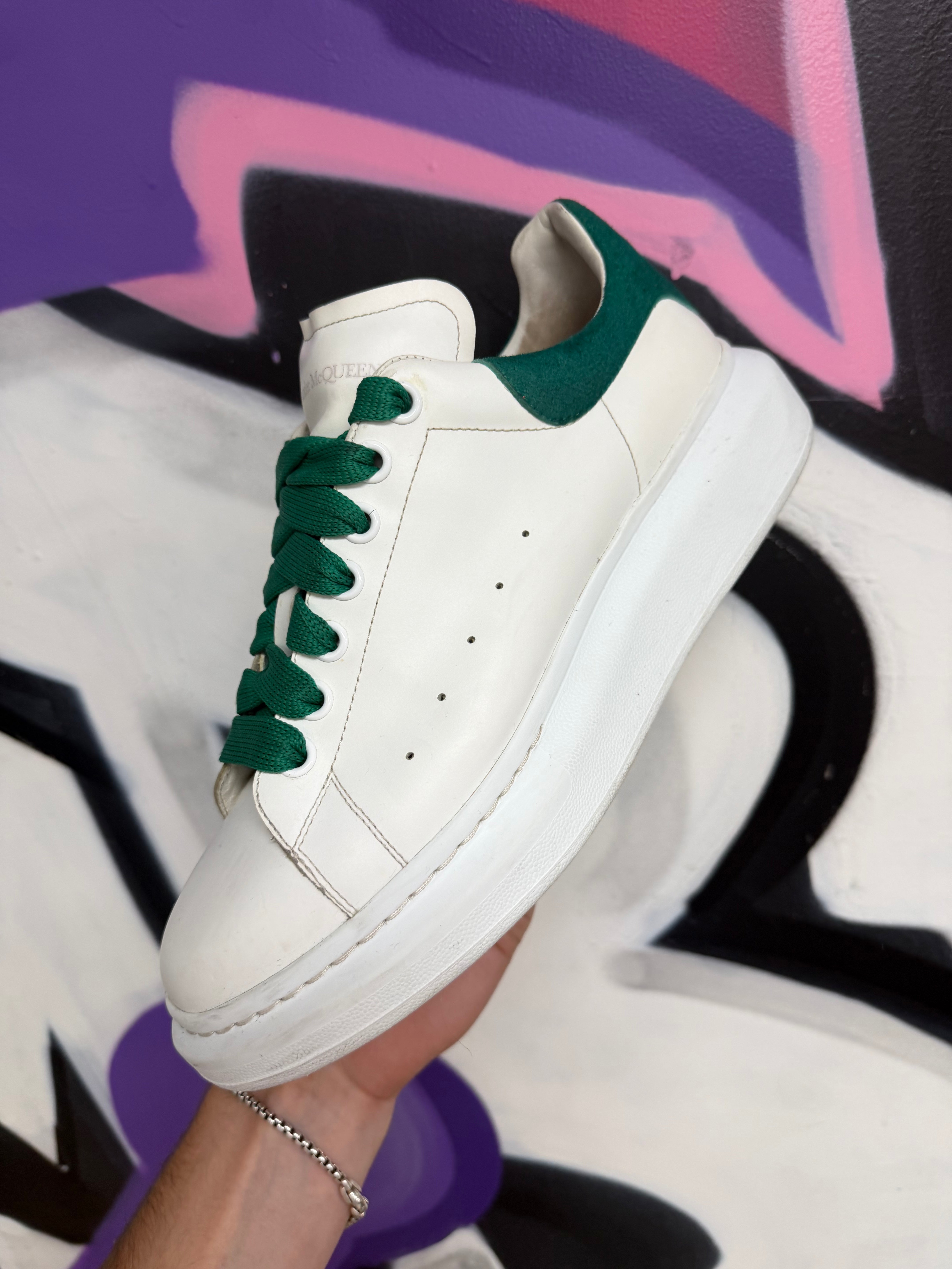 Alexander McQueen White Teal Green Sneakers