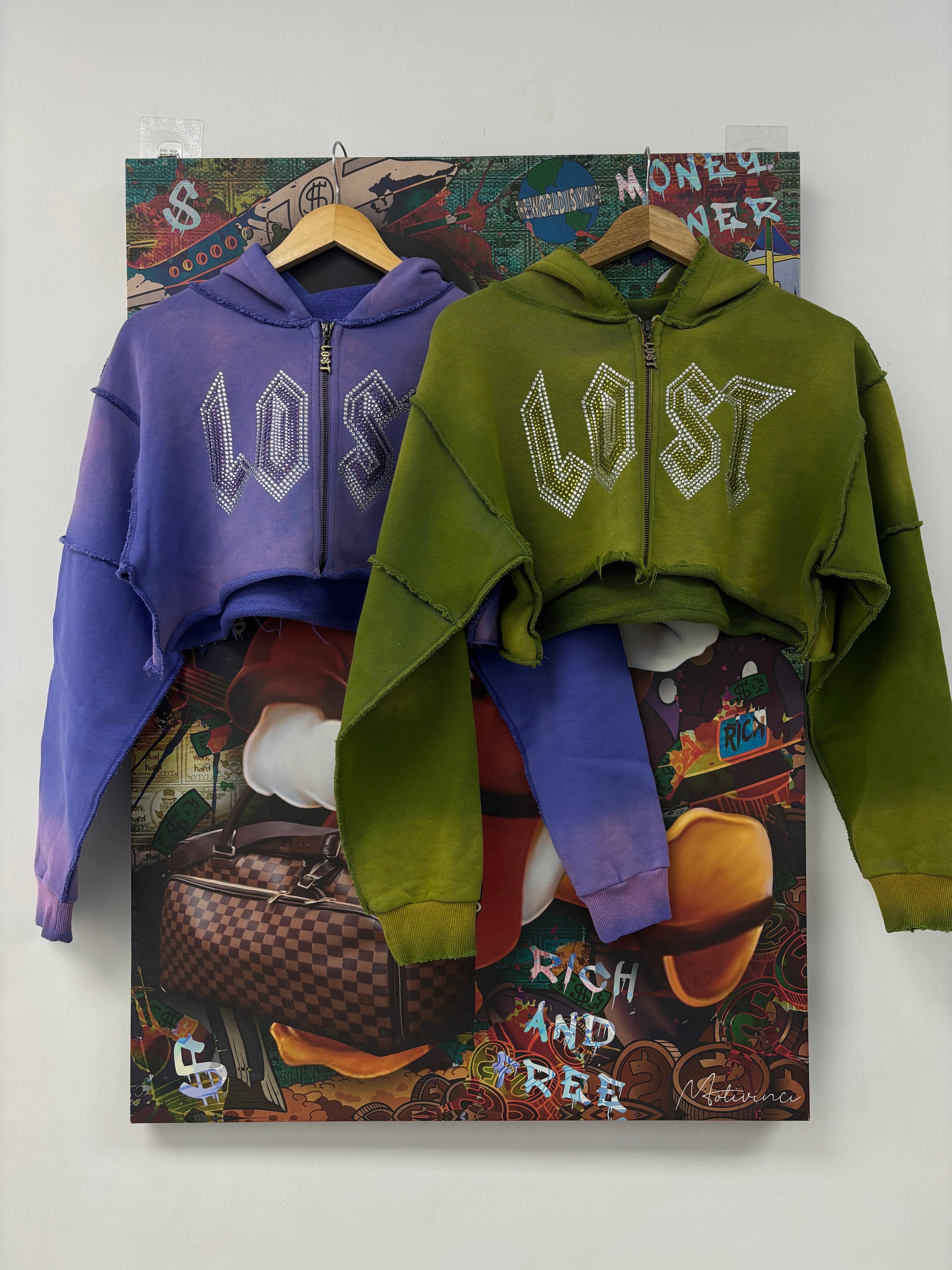 Lost Women's Zip Up Lavender & Olive