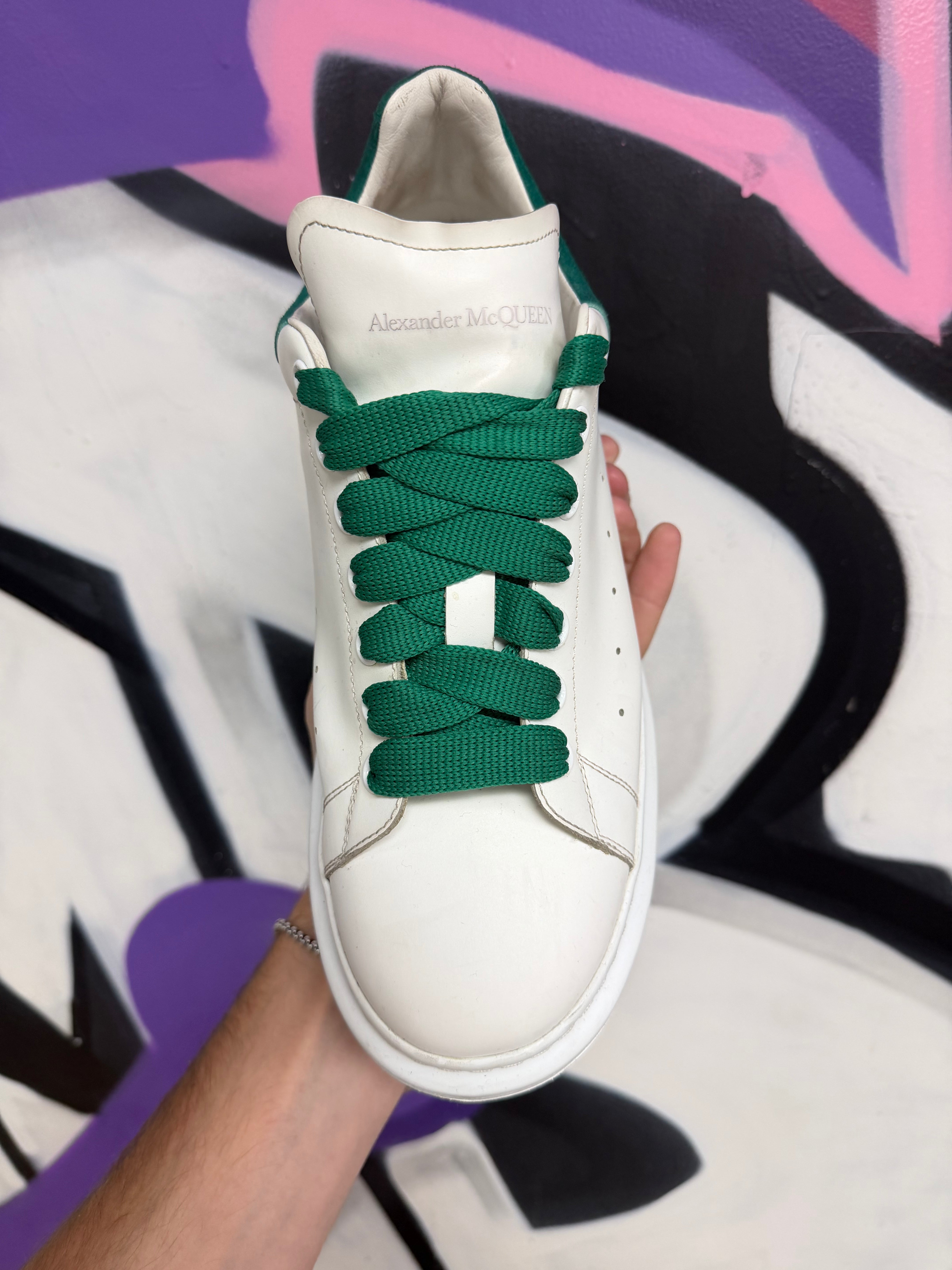 Alexander McQueen White Teal Green Sneakers