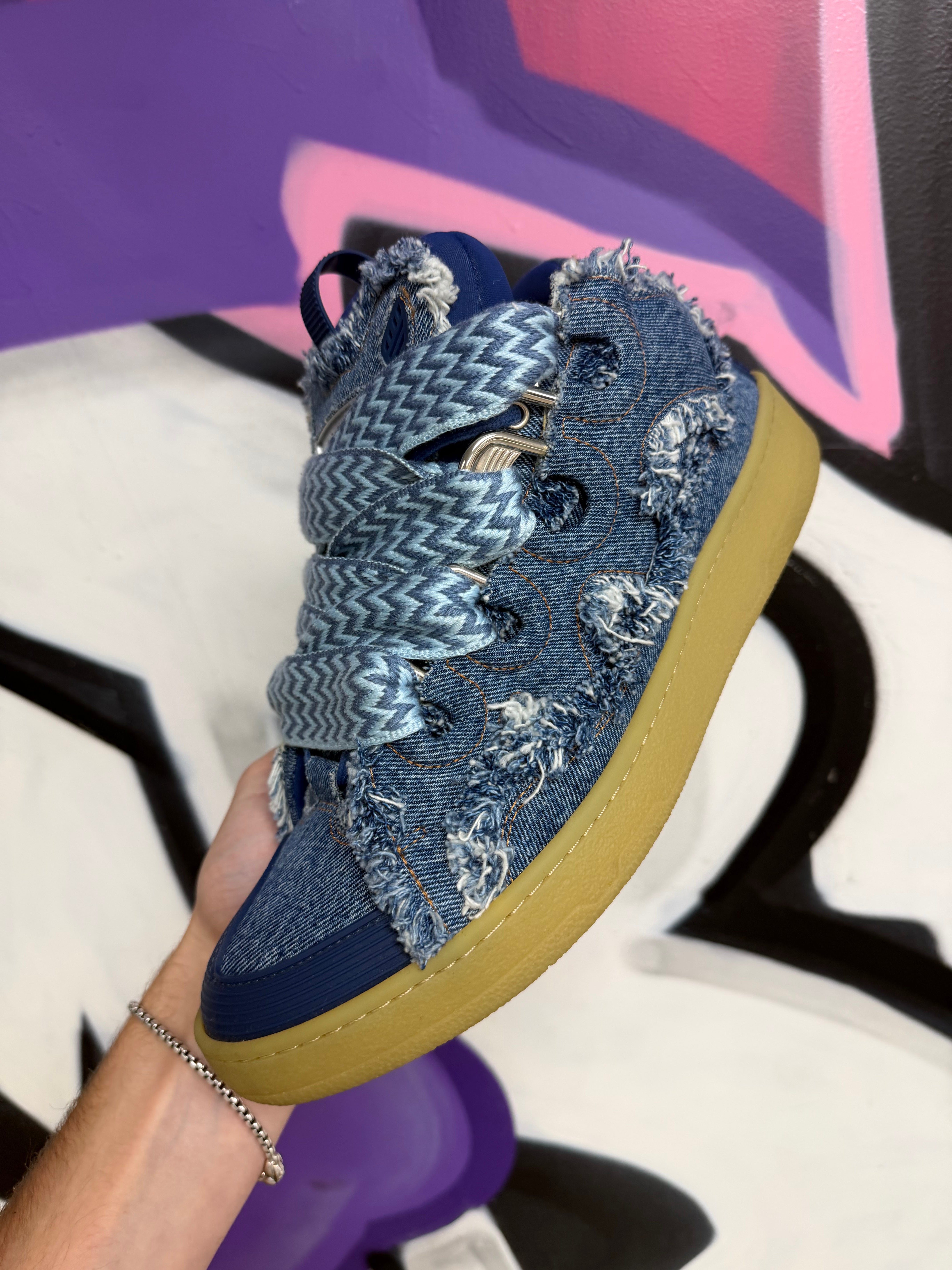 Lanvin Denim Blue Gum Curb Sneakers