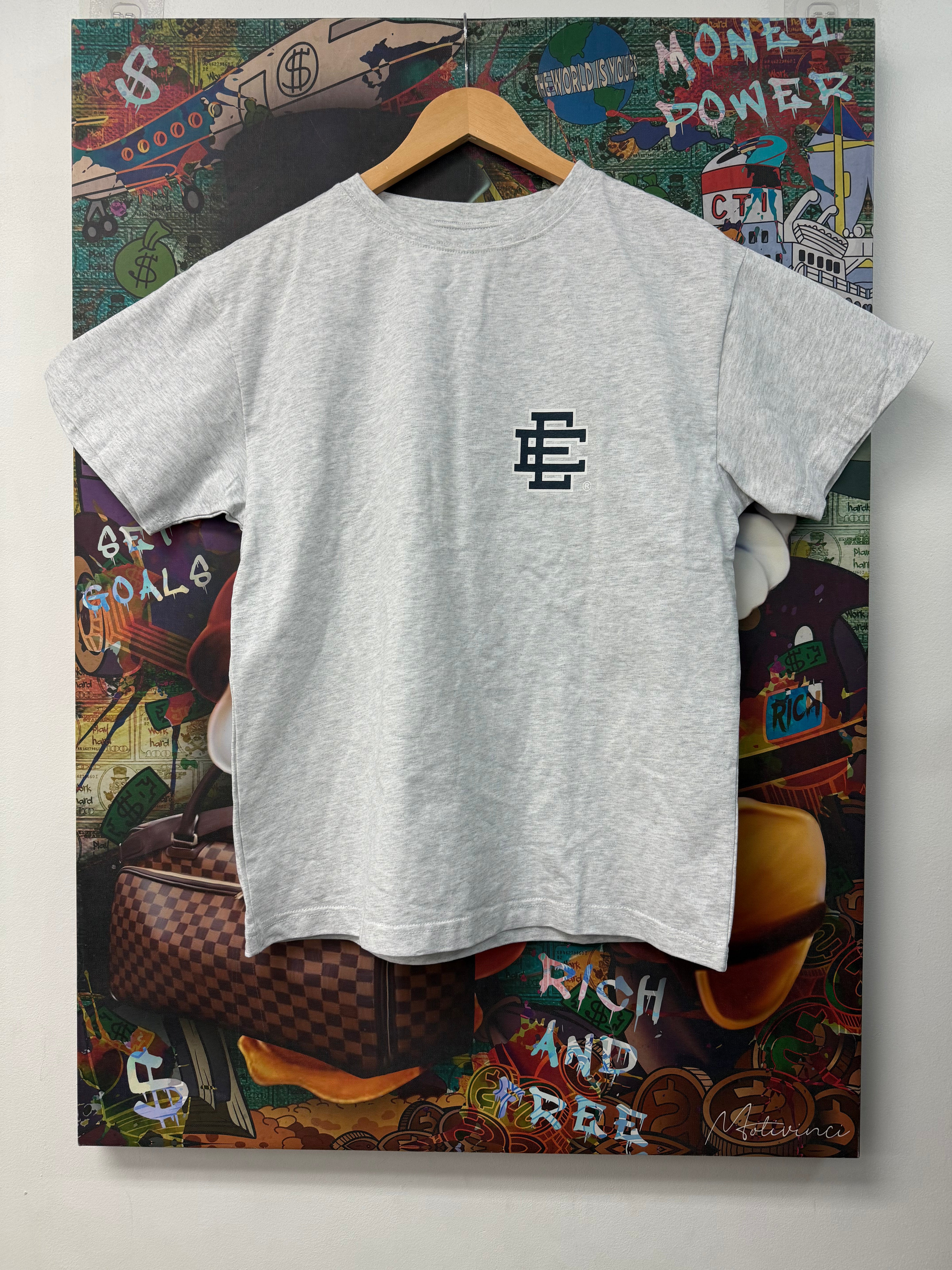 Eric Emanuel Grey Navy Logo Tee