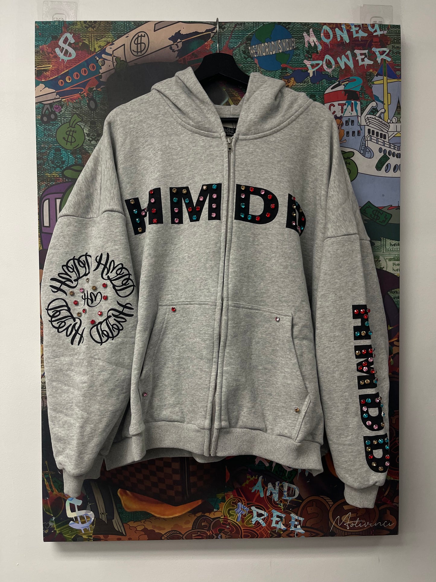 HMDD Studded Zip Up Grey New With Tags