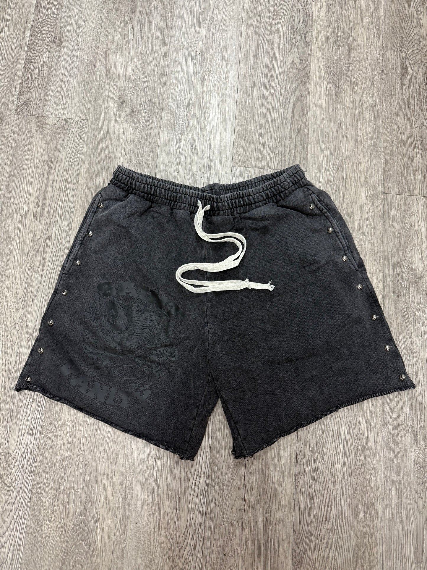 Saint Vanity Terry Cloth Black Studded Shorts