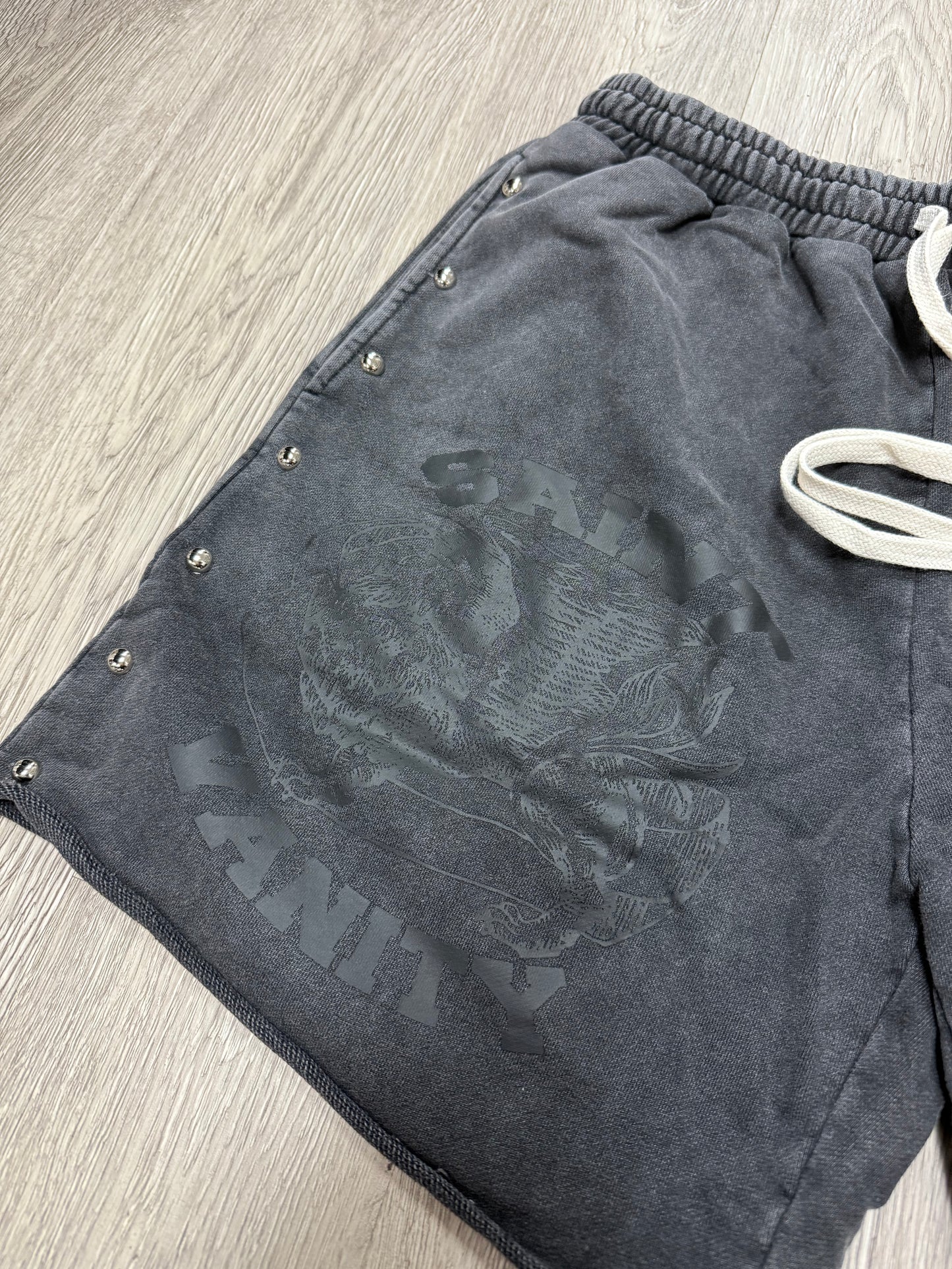 Saint Vanity Terry Cloth Black Studded Shorts