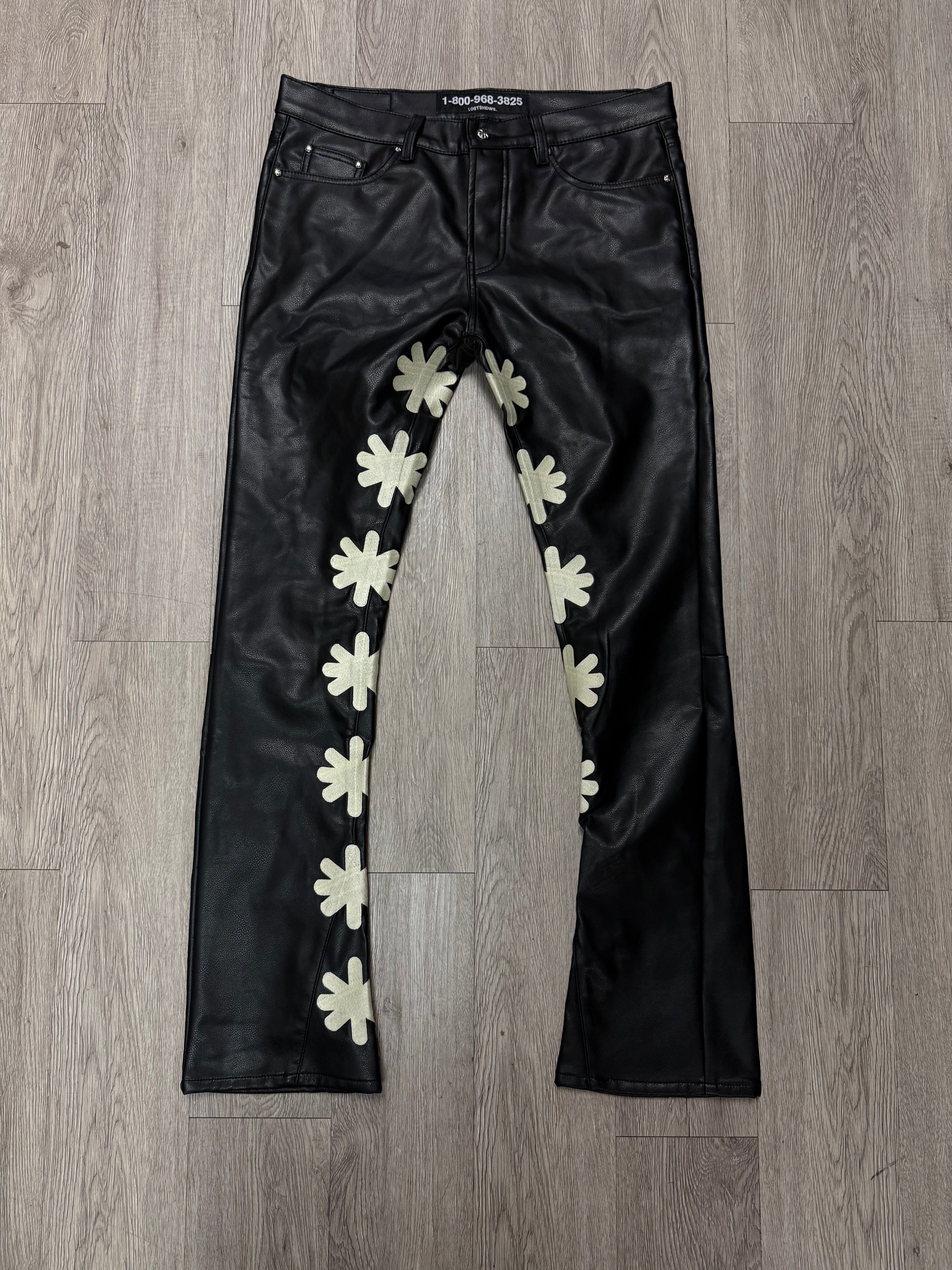 LOSTSHDWS Black Bone Leather Jeans