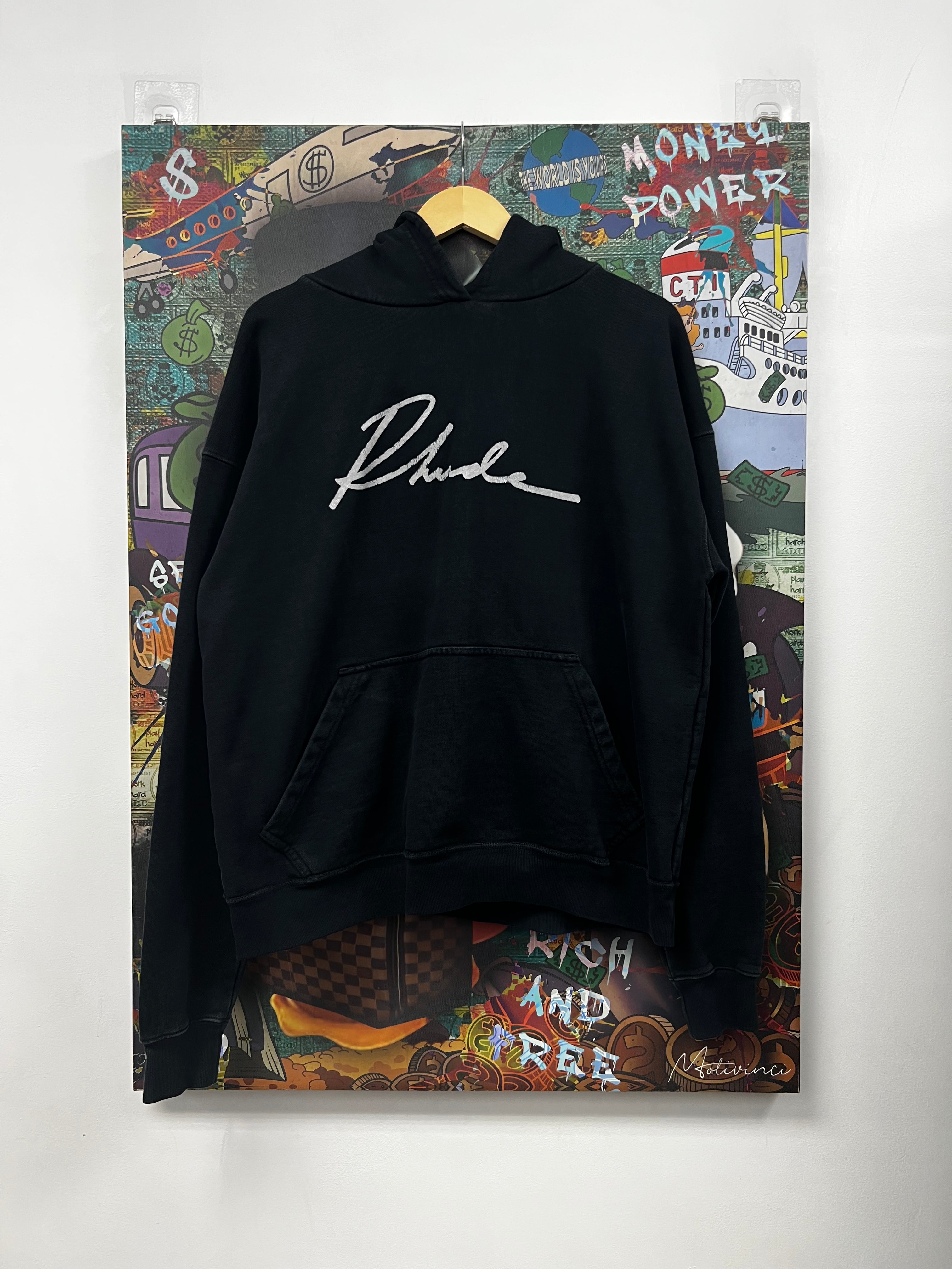 Rhude Black Wash Script Logo Hoodie