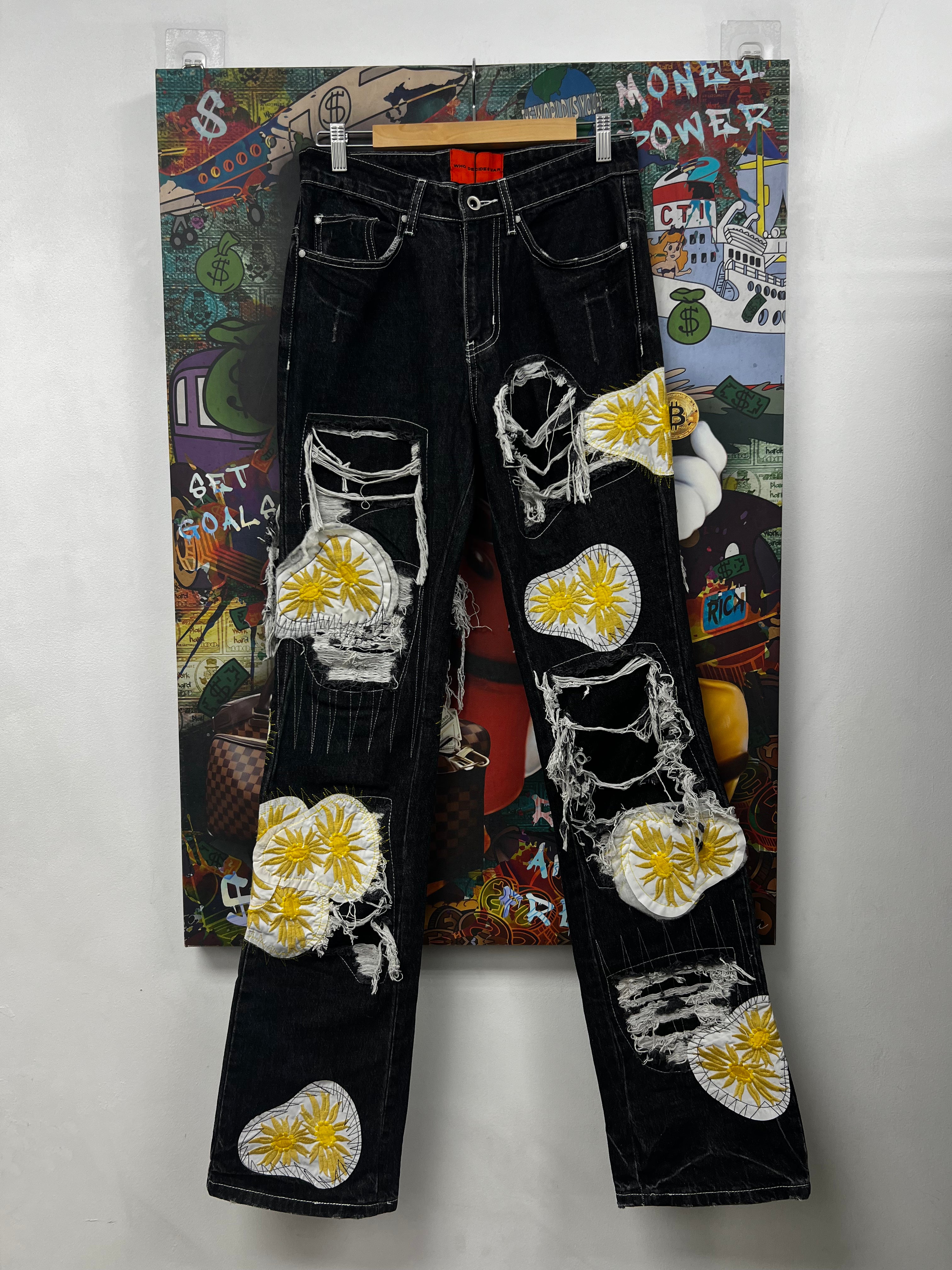 Who Decides War Black Sun Denim Distressed Jeans