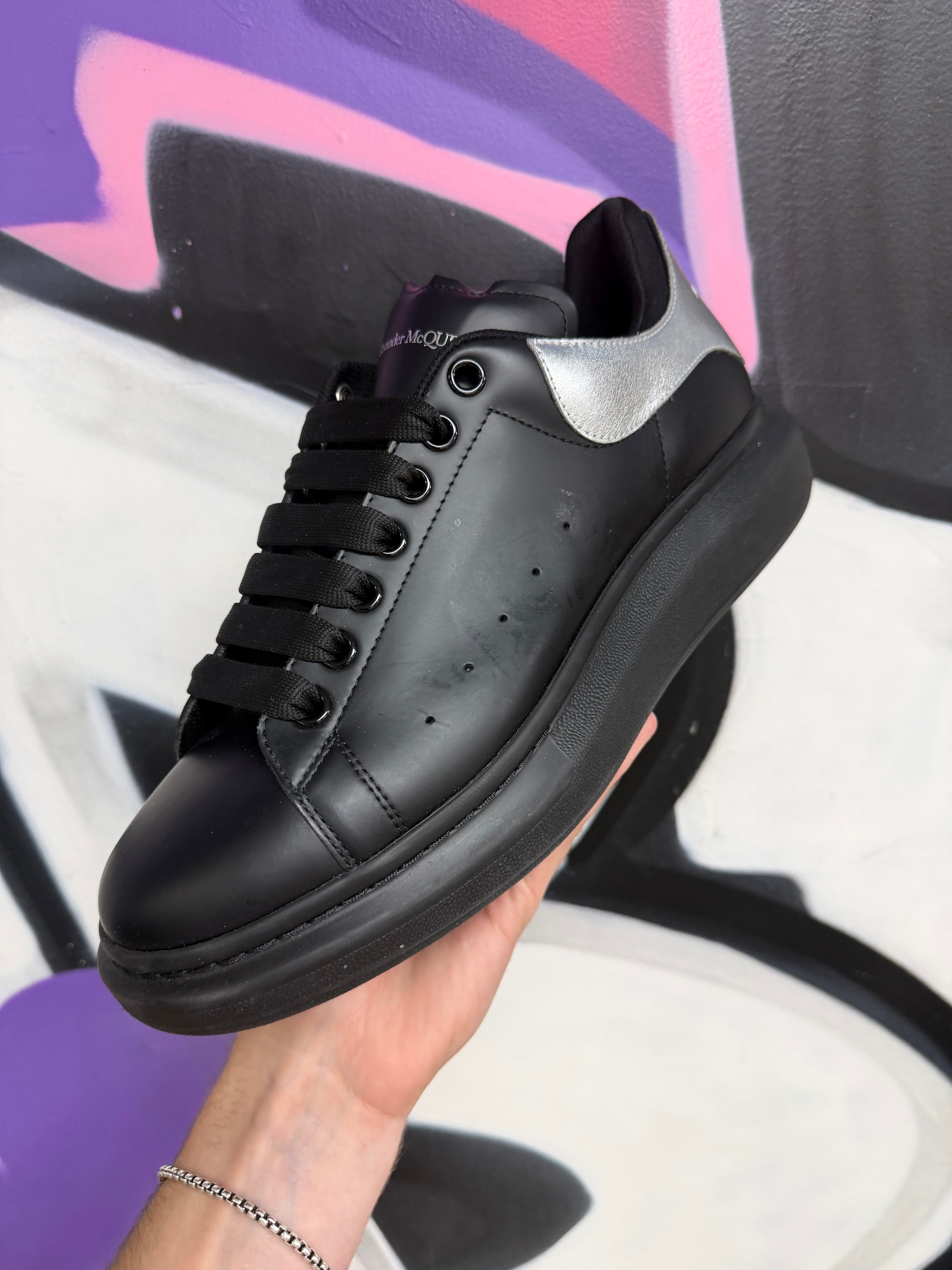 Alexander McQueen Black Silver Sneakers