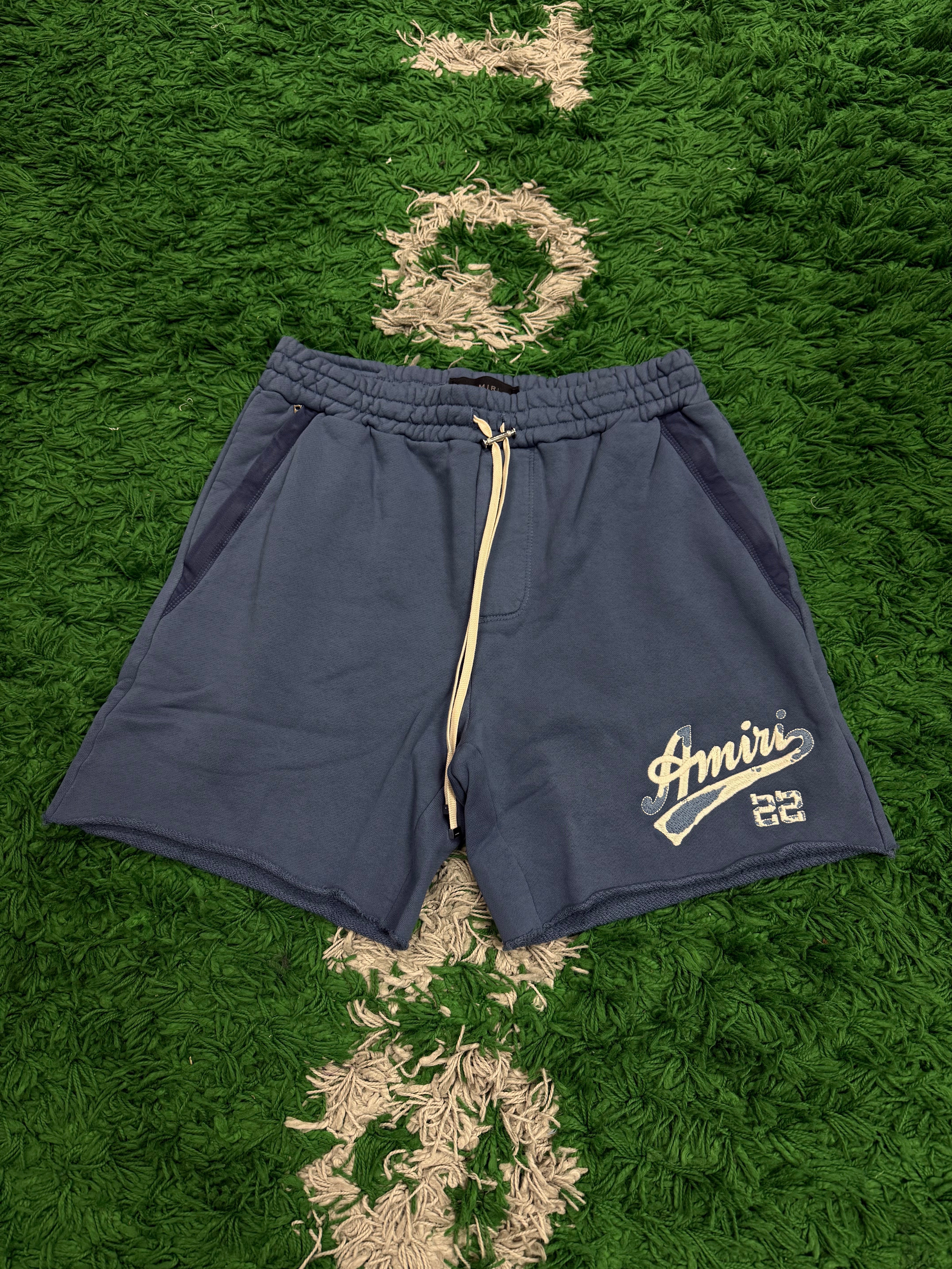 Amiri Powder Blue 22 Logo Shorts