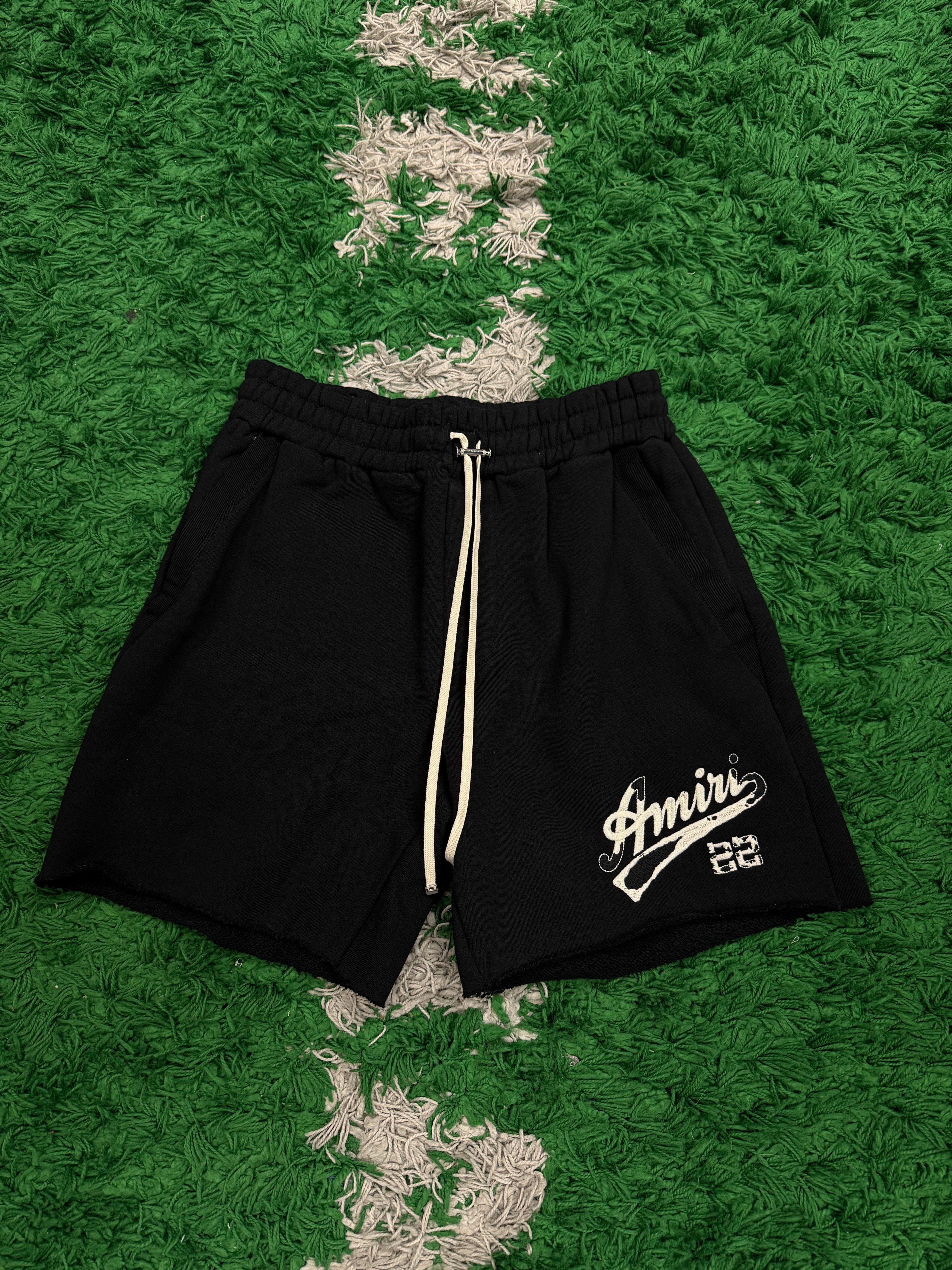 Amiri Black Cream 22 Logo Shorts